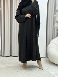 C Paint Stroke Winter Black Coat Abaya - XS / 49