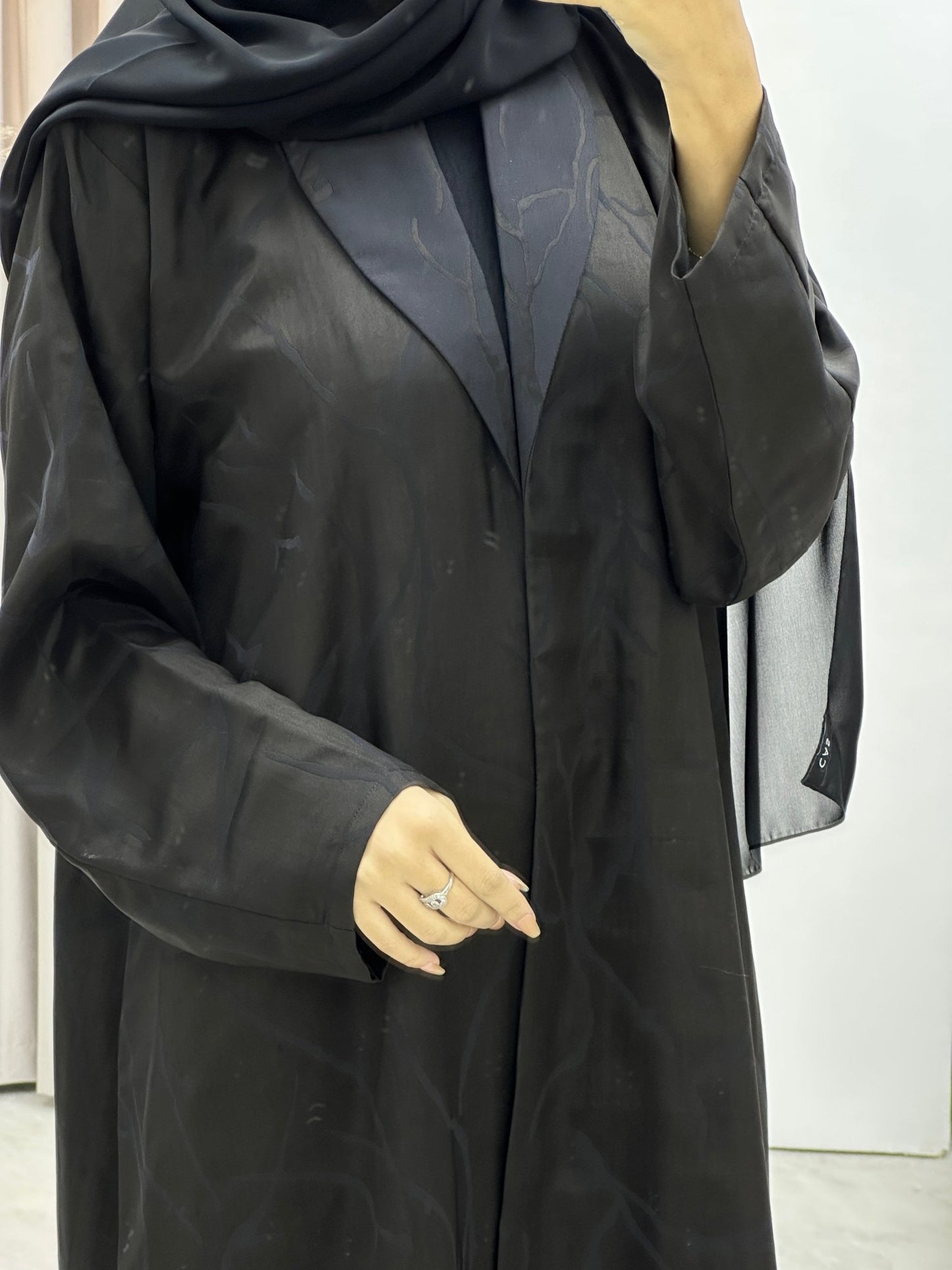 C Paint Stroke Winter Black Coat Abaya