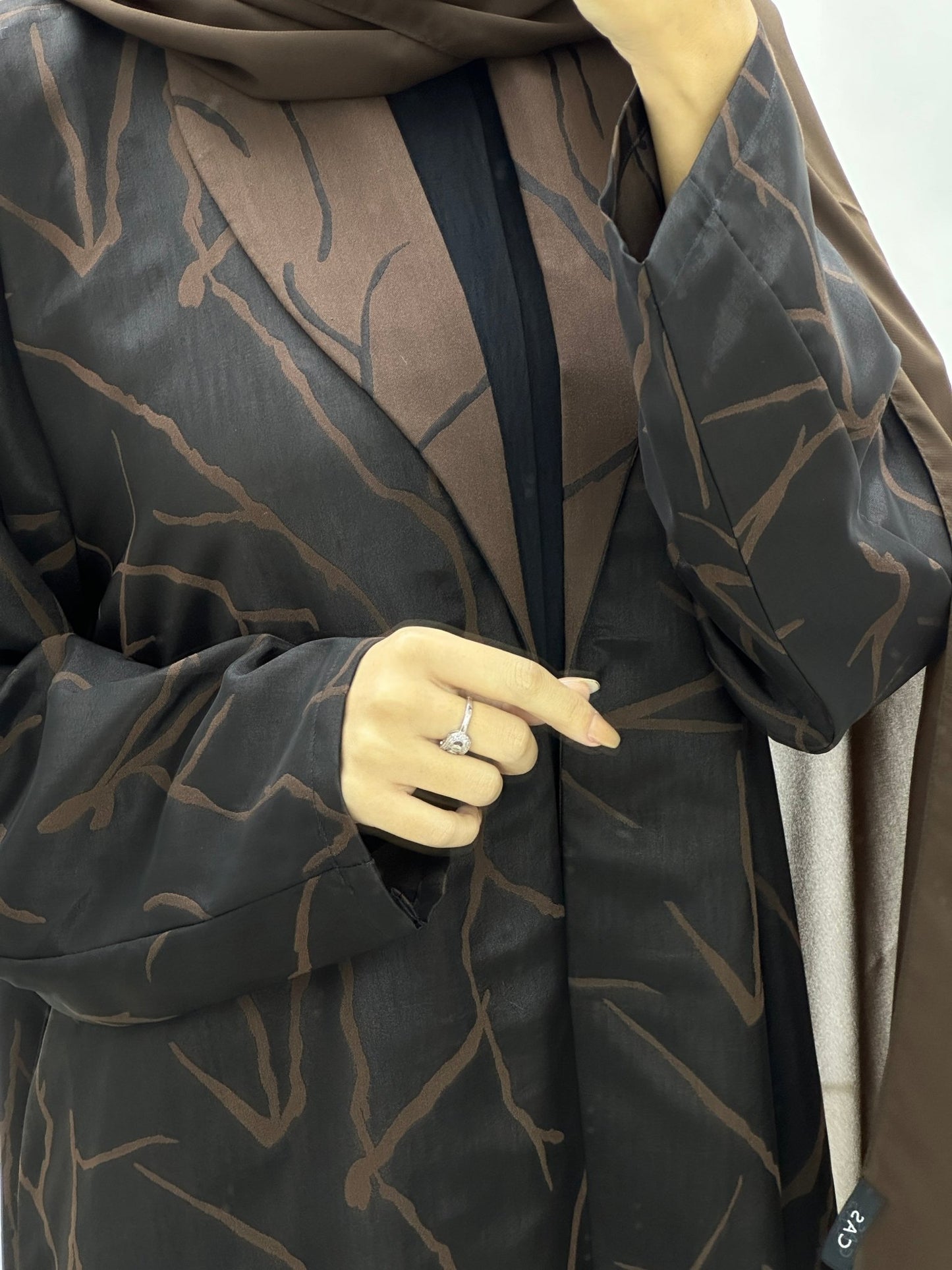 C Paint Stroke Winter Brown Coat Abaya