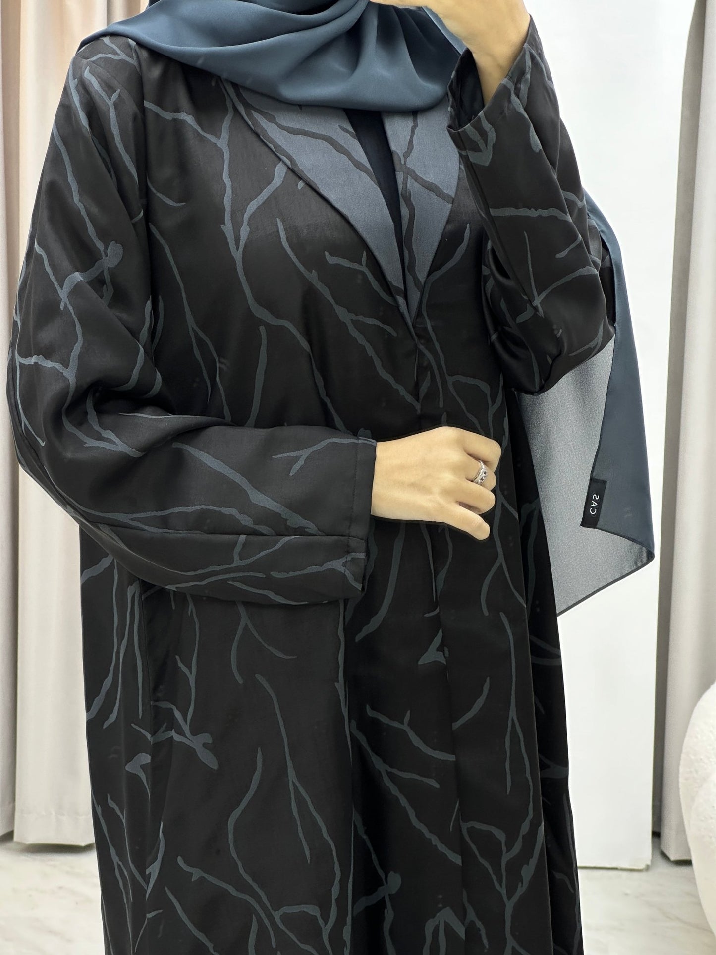 C Paint Stroke Winter Grey Coat Abaya