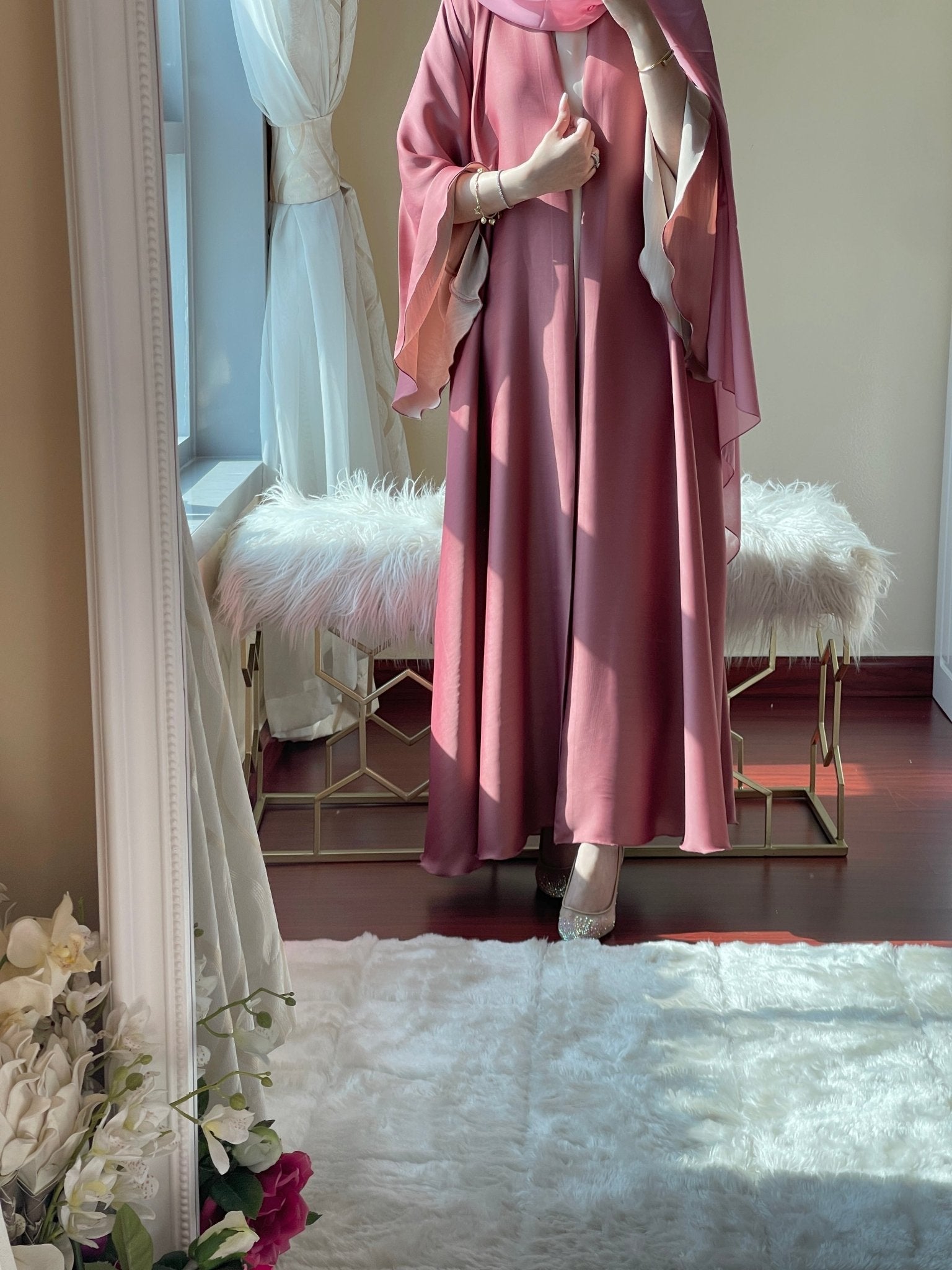 C - Pink - Beige - Duotone - Abaya