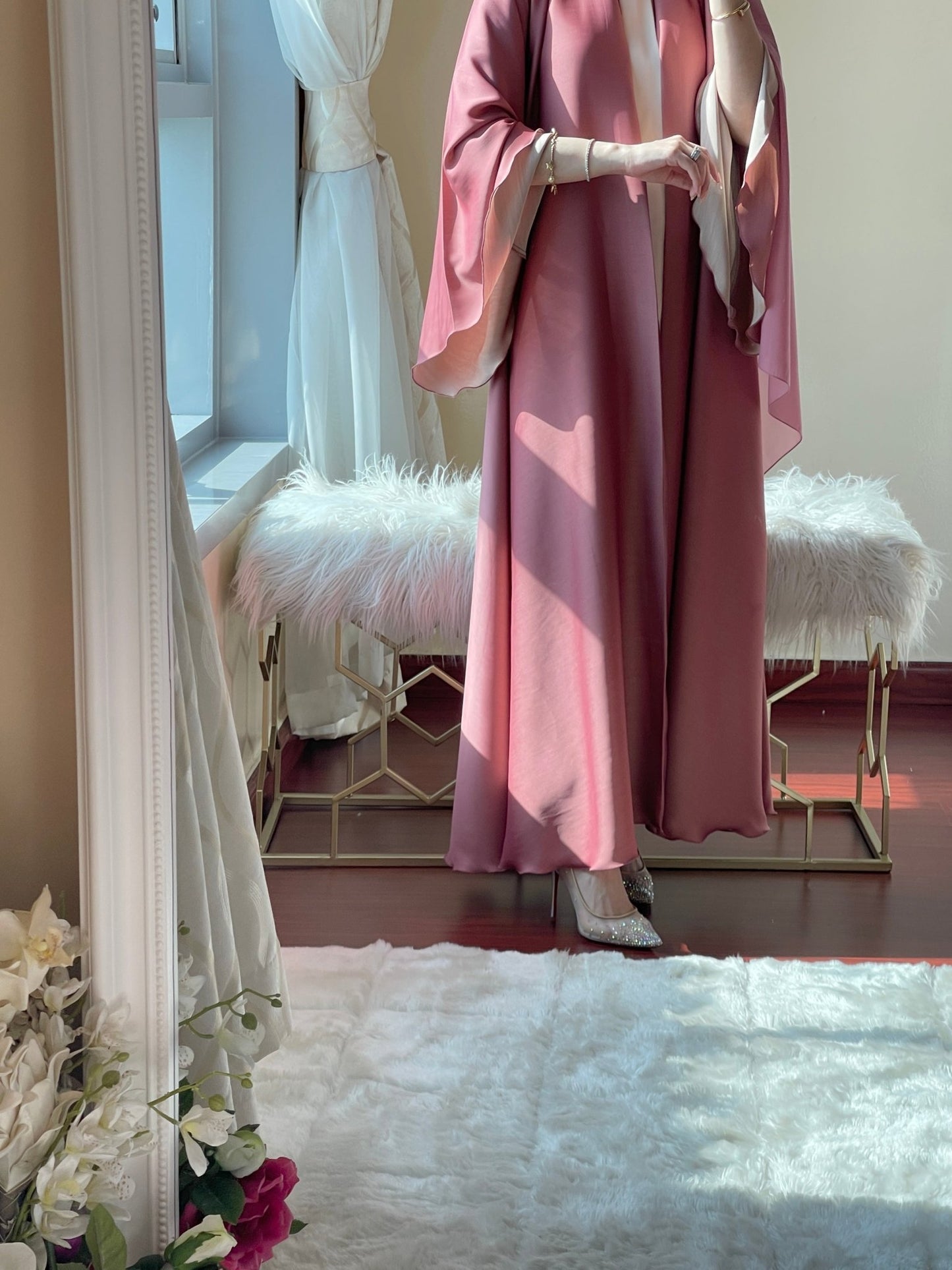 C - Pink - Beige - Duotone - Abaya