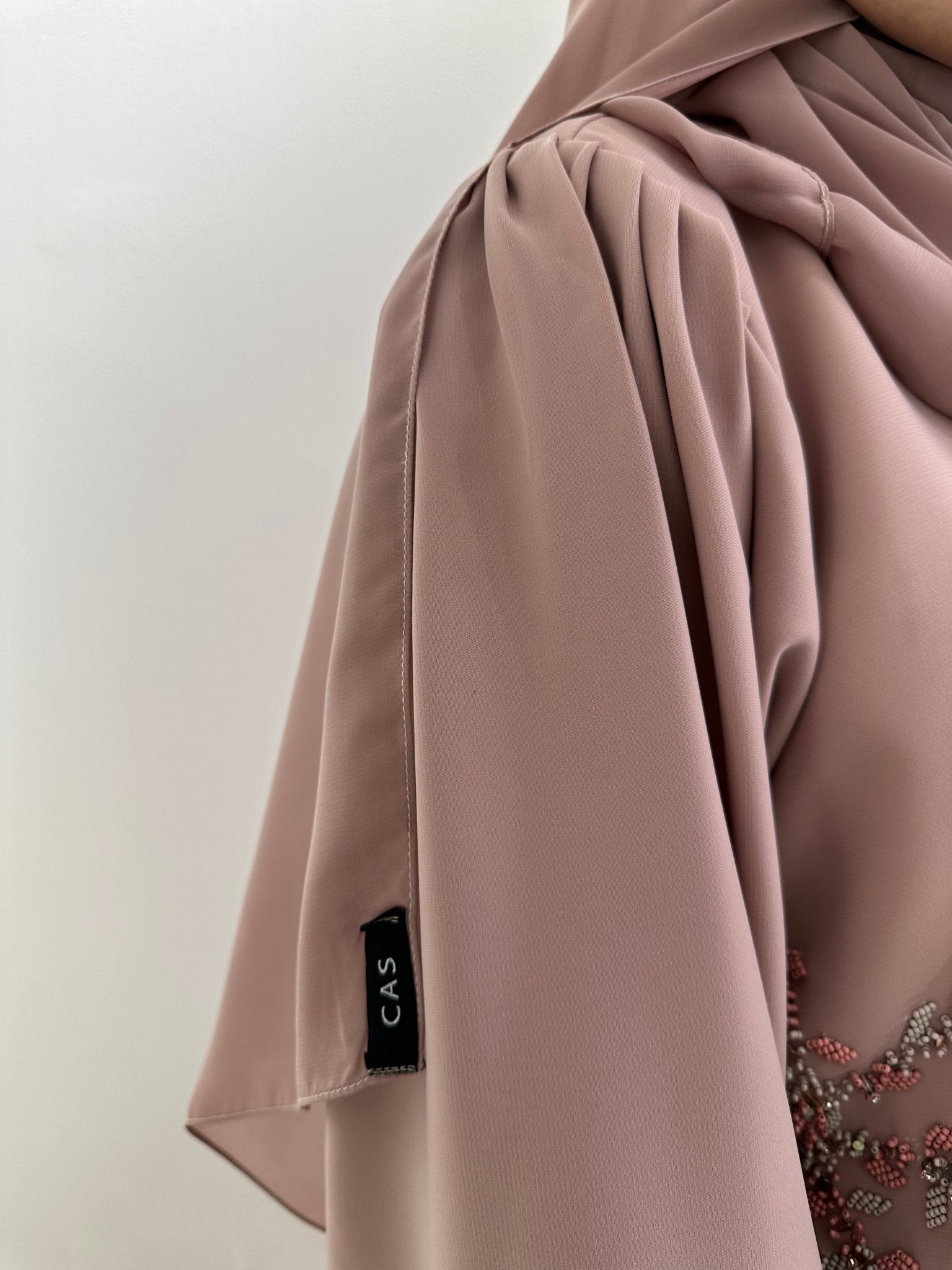 C Pink Silver Beaded Eid Abaya