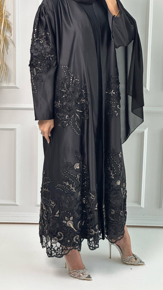 C Premium Bridal Satin Dantel Abaya