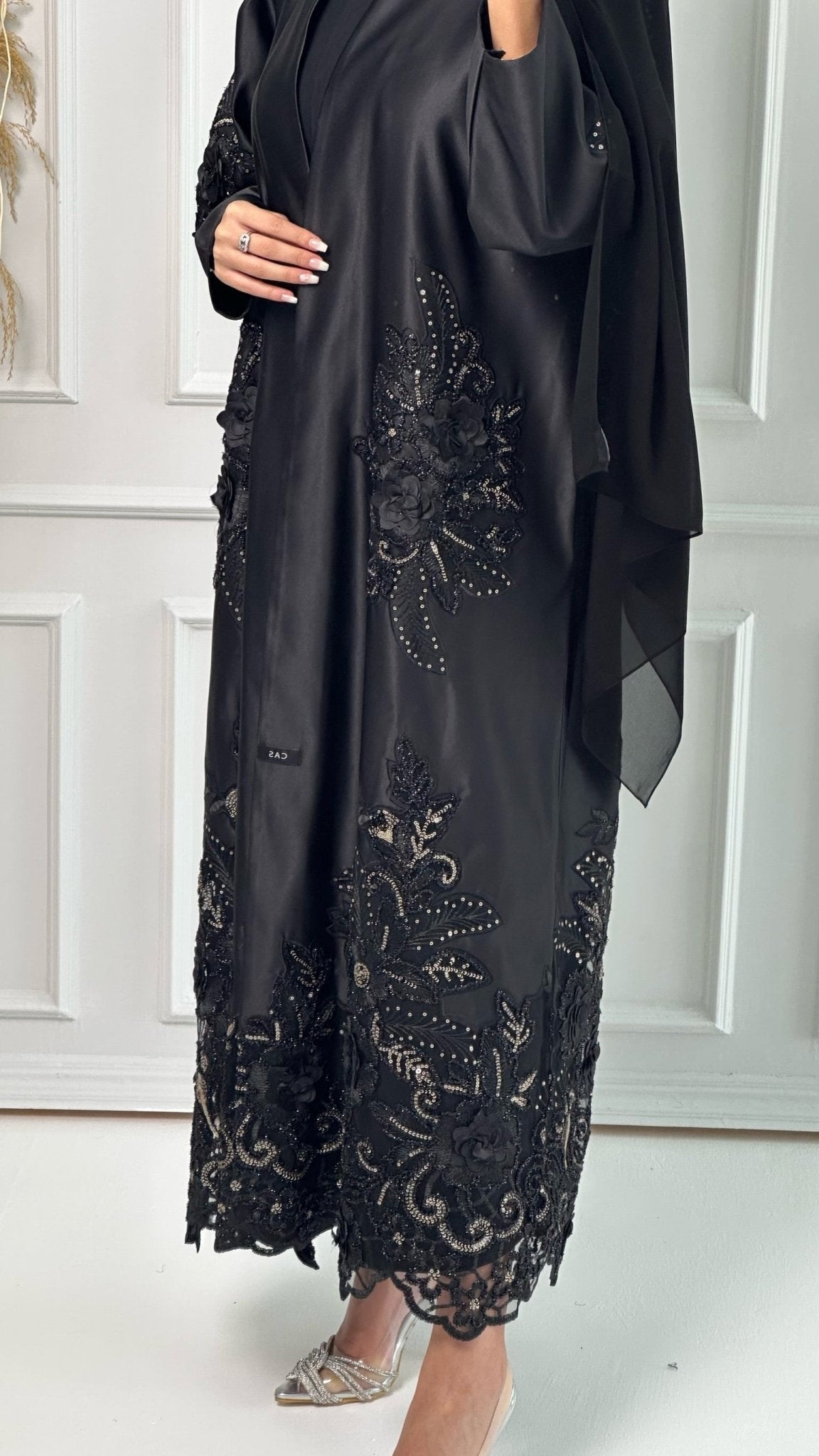 C Premium Bridal Satin Dantel Abaya