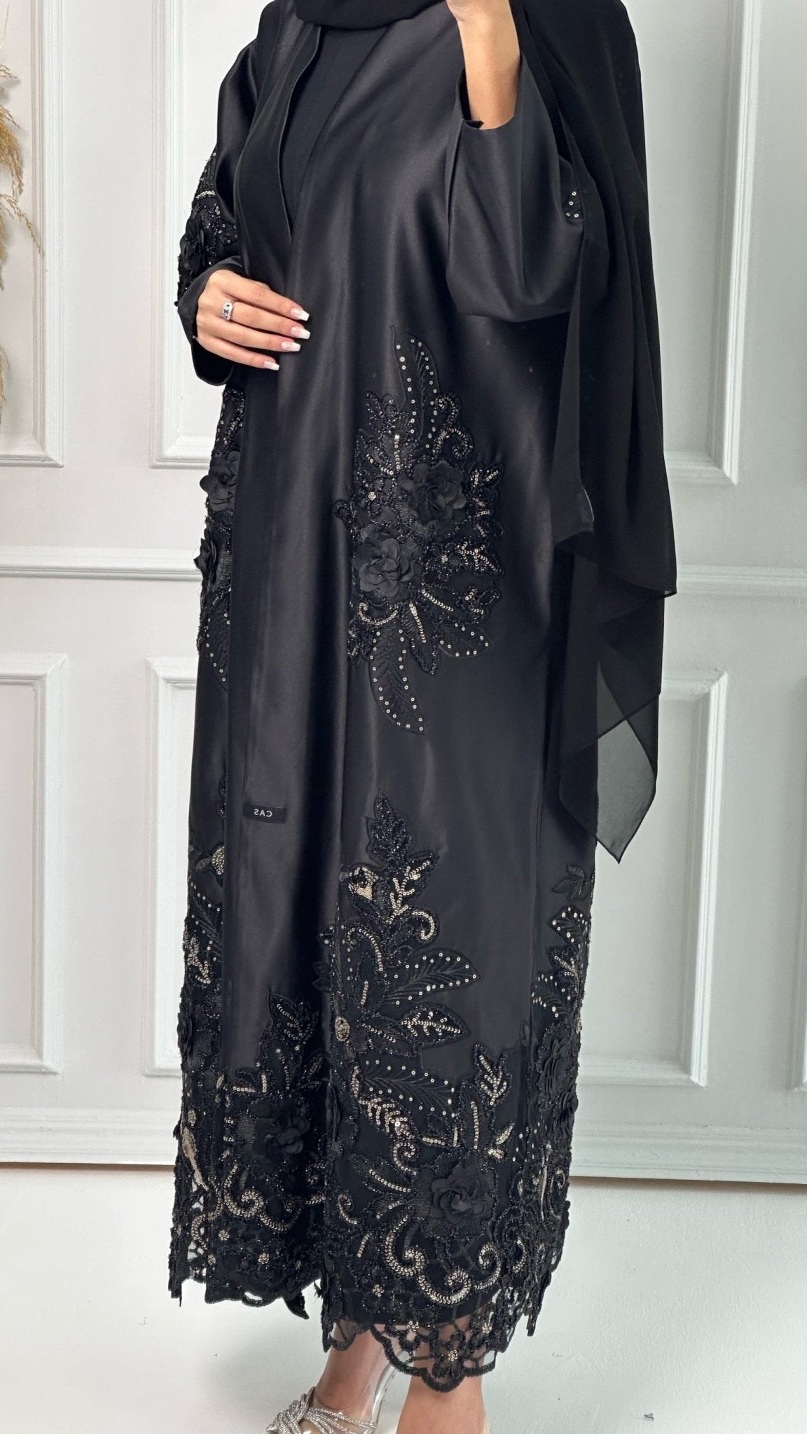 C Premium Bridal Satin Dantel Abaya