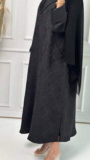 C Printed Coat Style Jacquard Abaya Set