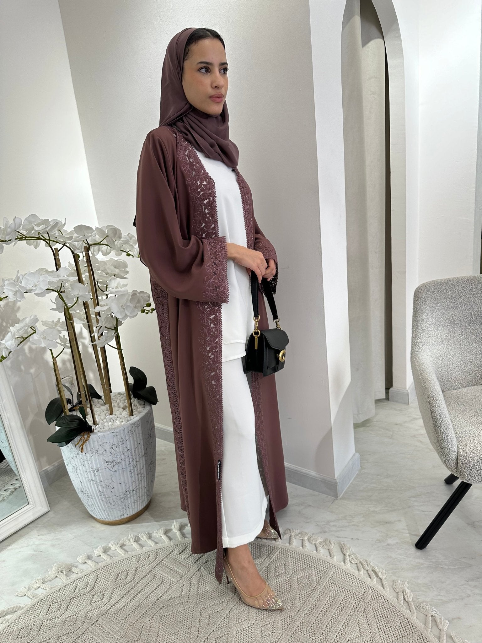 C Purple Floral Eid Abaya