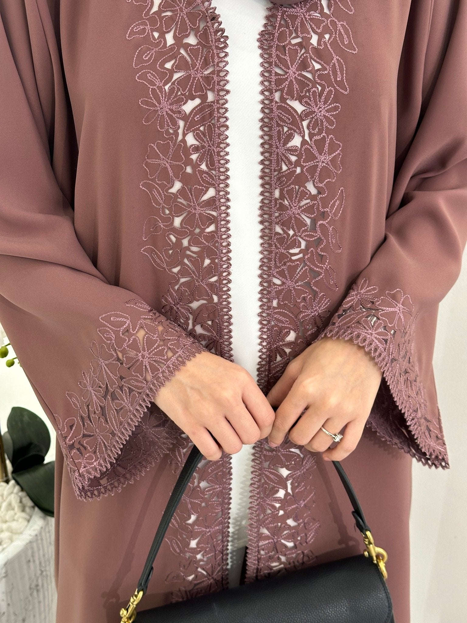 C Purple Floral Eid Abaya