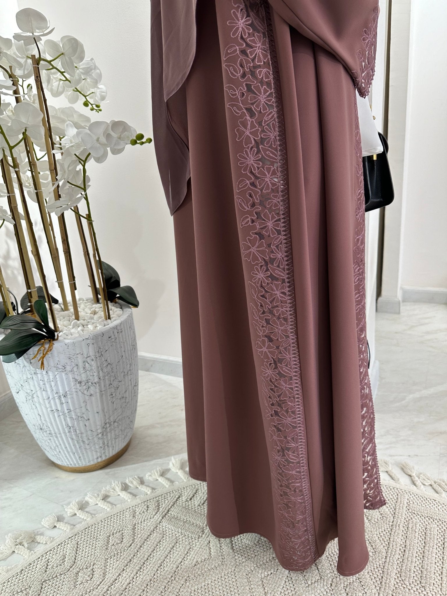 C Purple Floral Eid Abaya