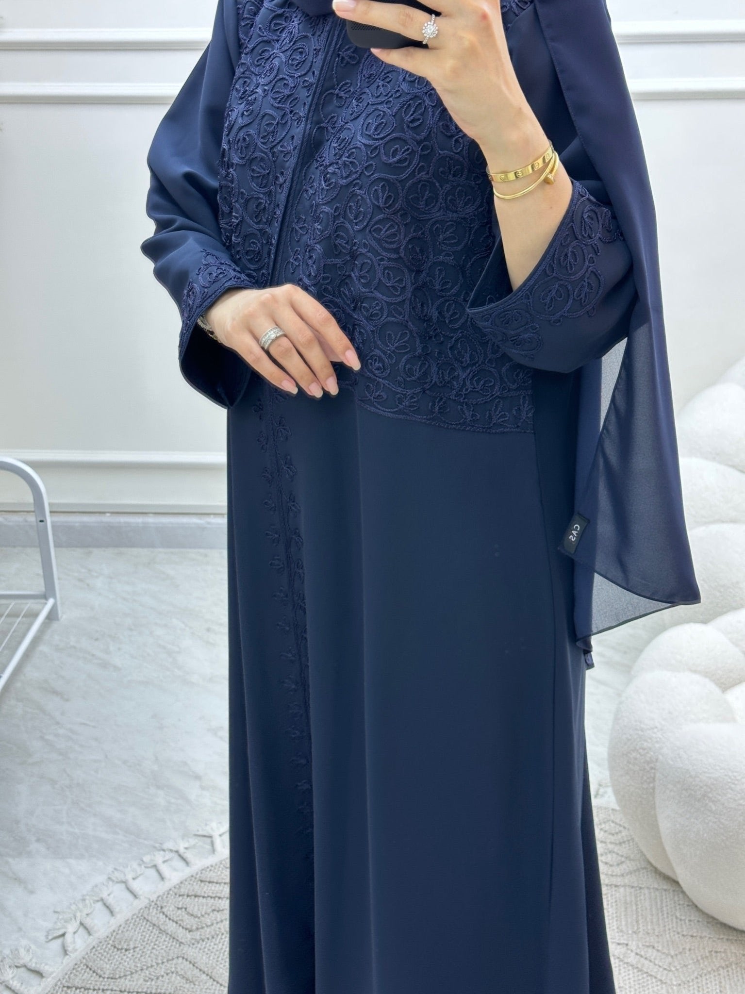 C Ramadan Blue Embroidery Eid Abaya