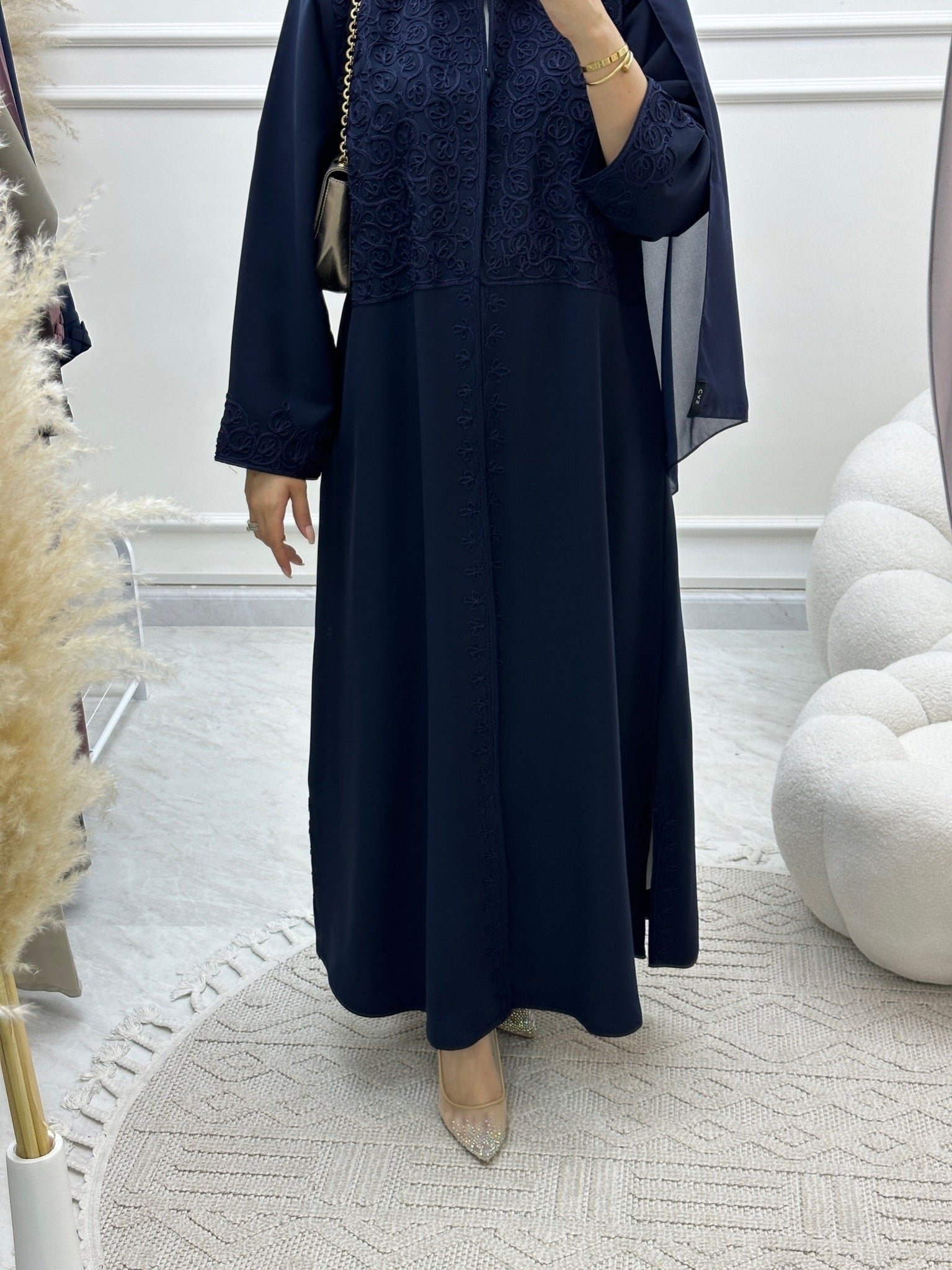 C Ramadan Blue Embroidery Eid Abaya