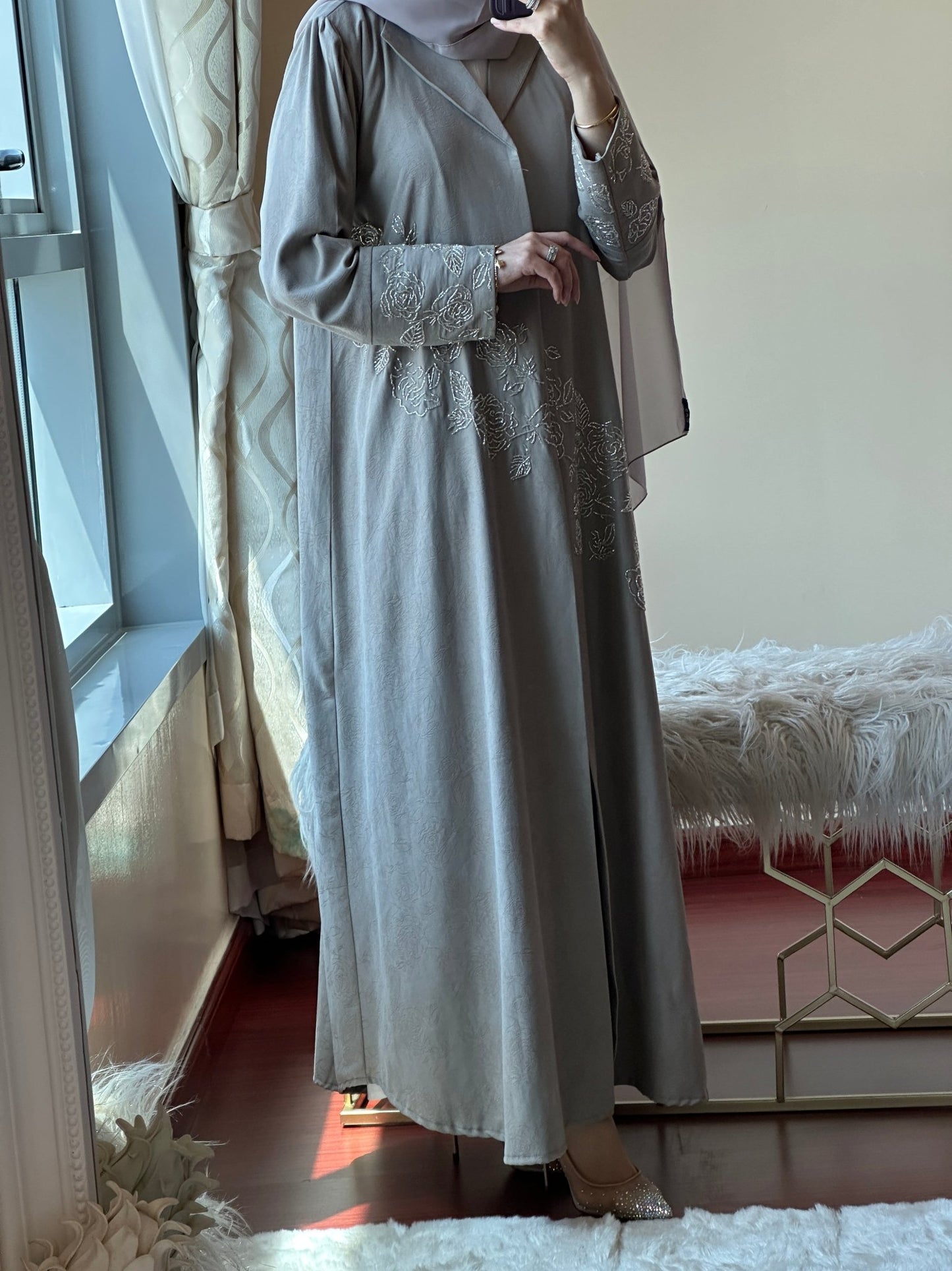 C - Ramadan - Eid - Beige - Abaya - 18