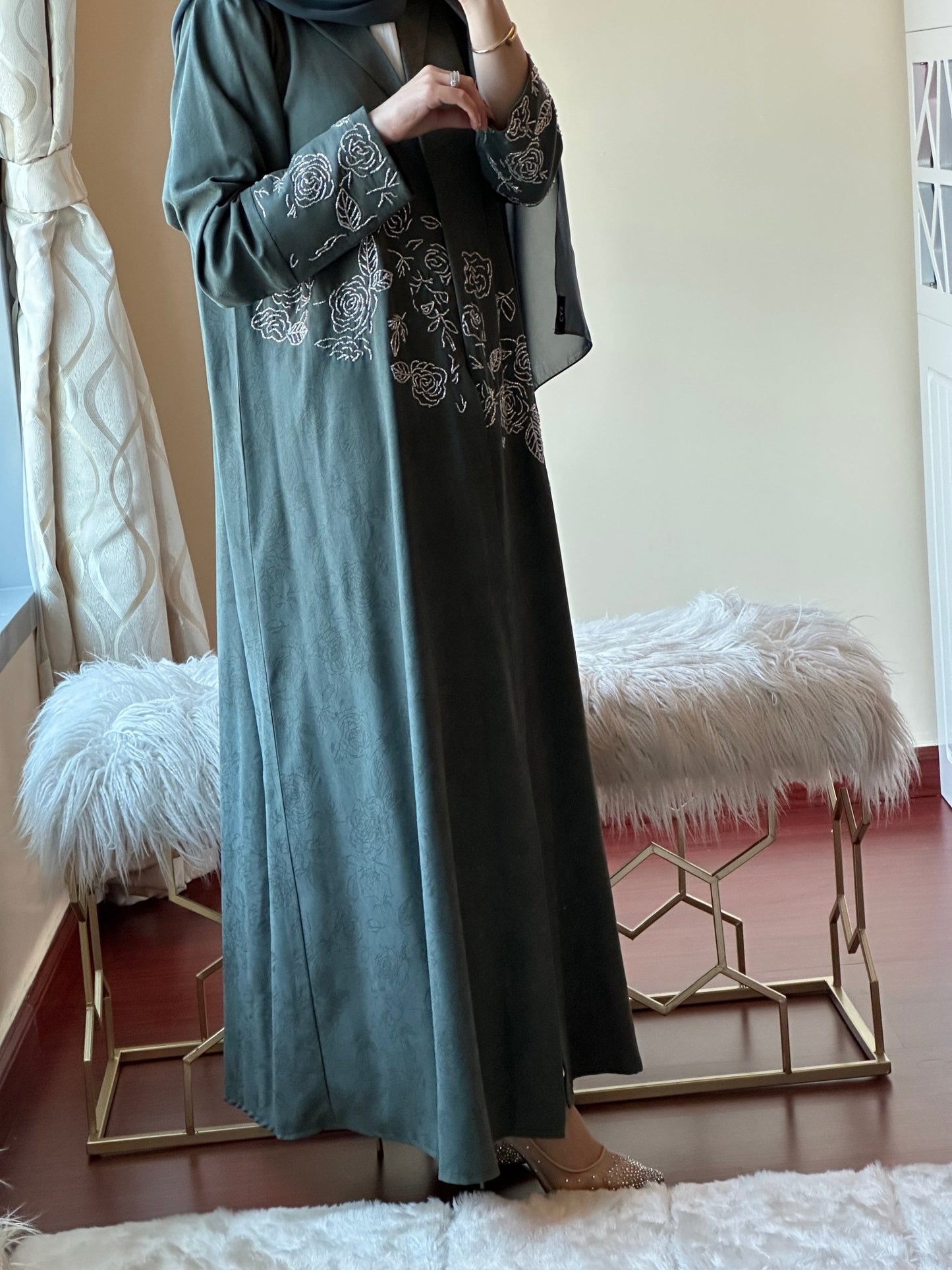 C - Ramadan - Eid - Green - Abaya - 18