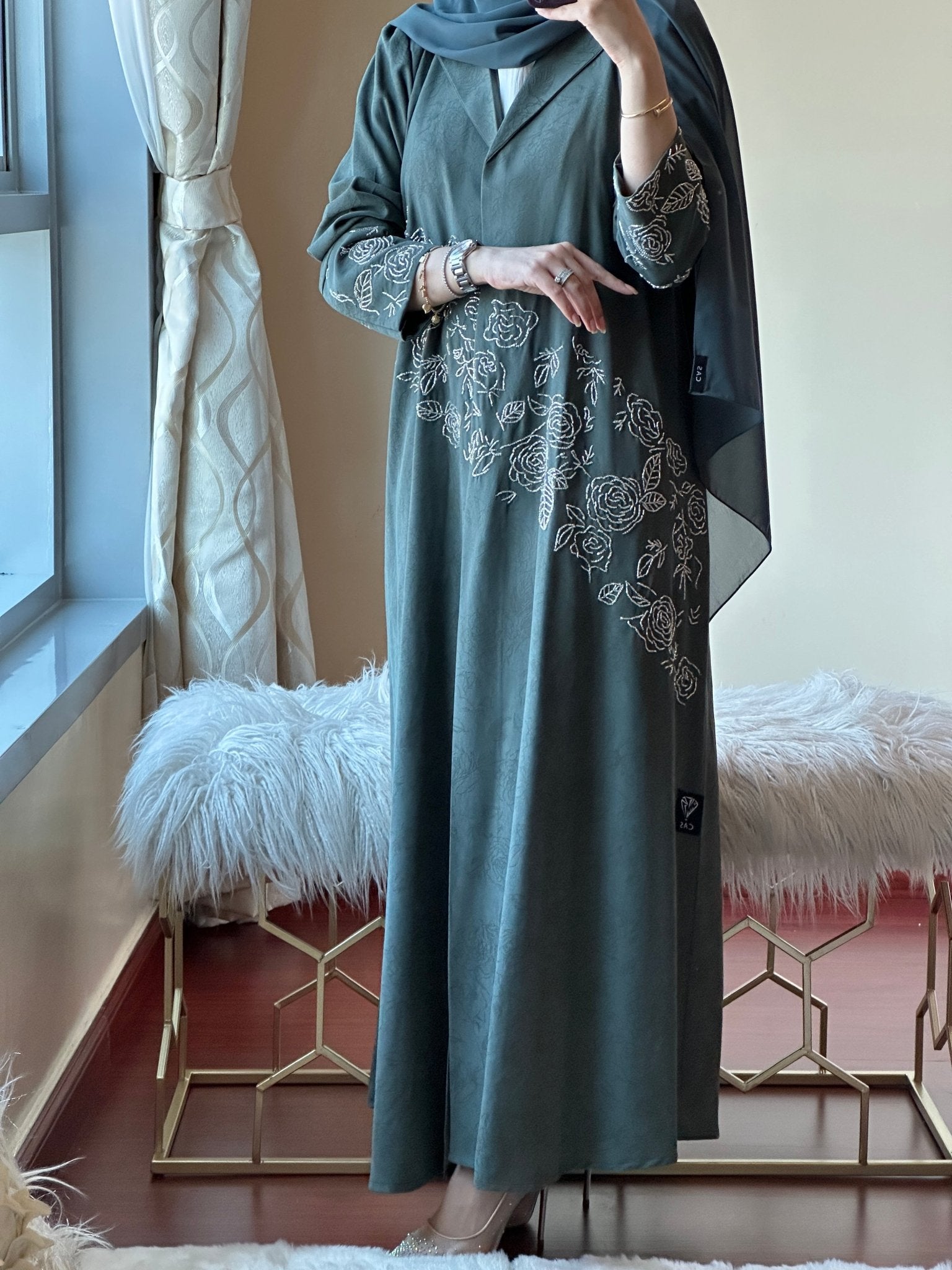 C - Ramadan - Eid - Green - Abaya - 18