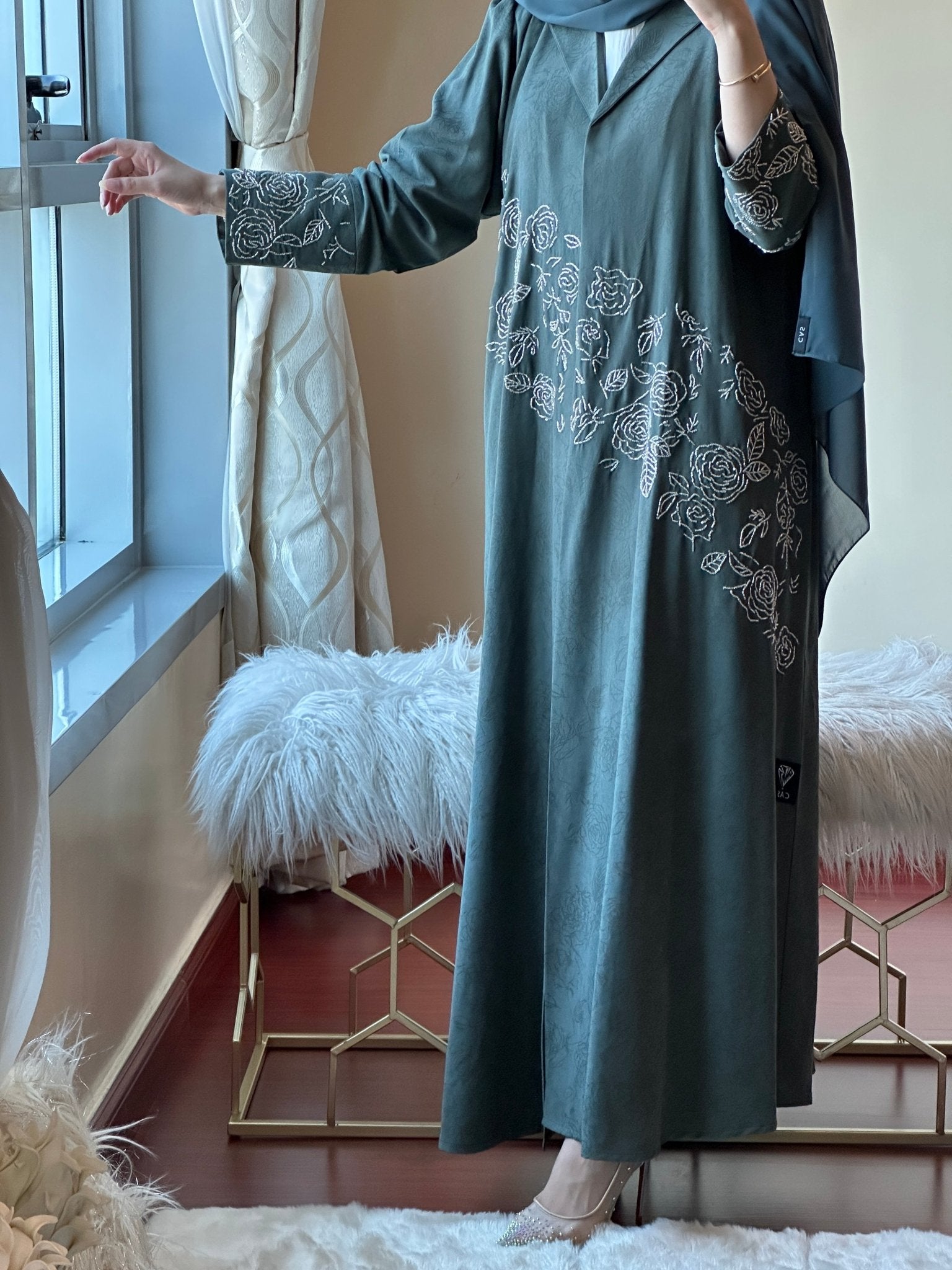 C - Ramadan - Eid - Green - Abaya - 18