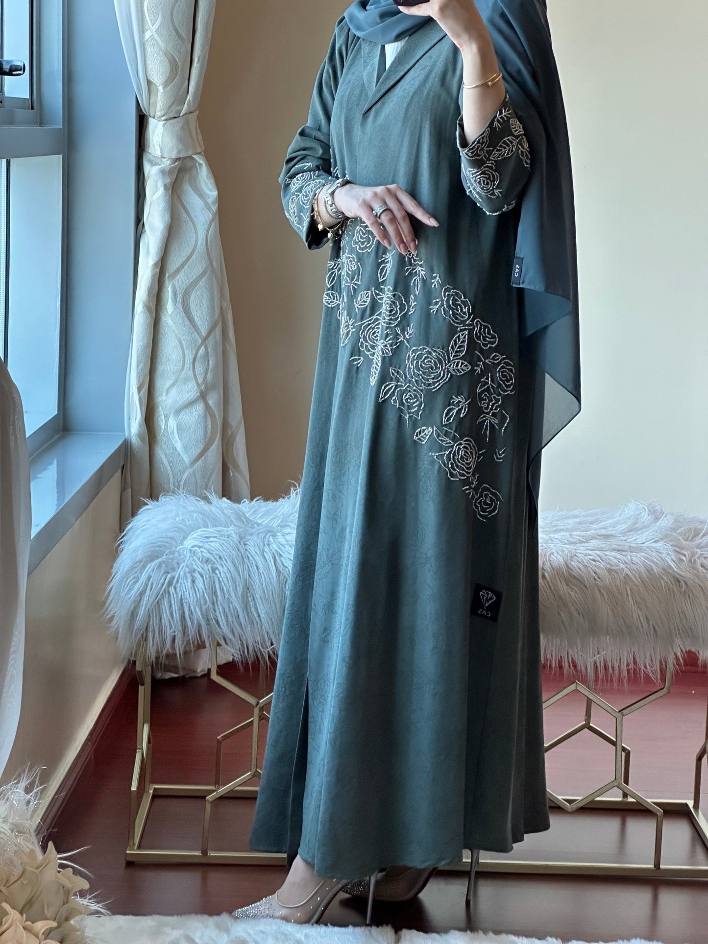 C - Ramadan - Eid - Green - Abaya - 18