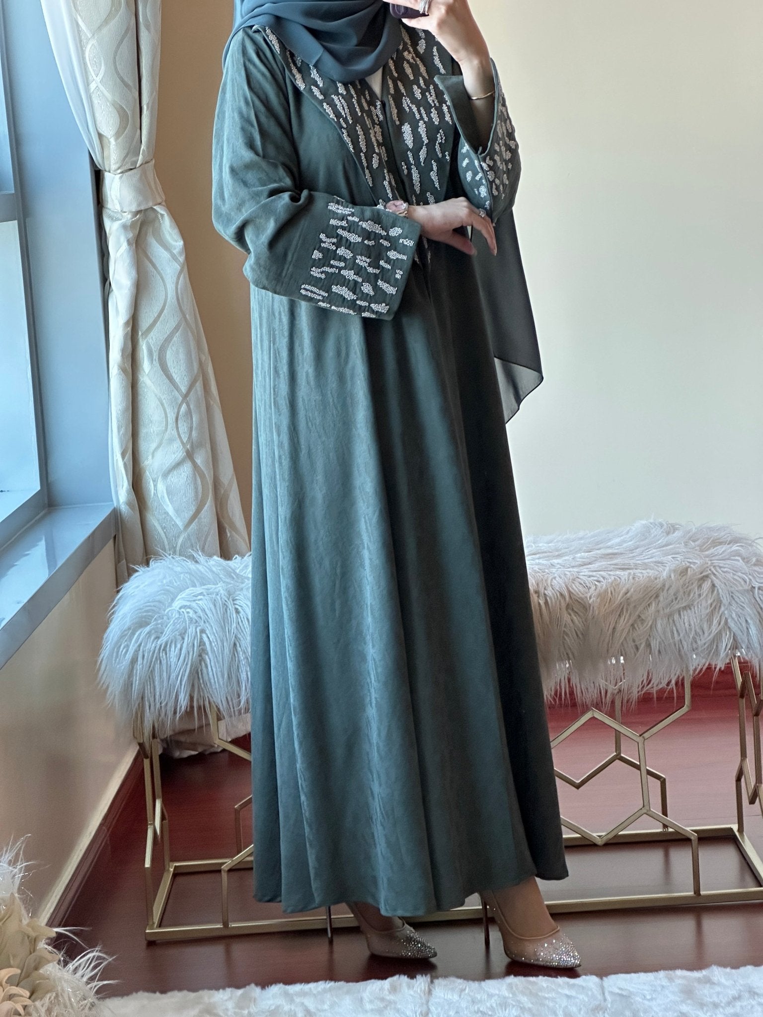 C - Ramadan - Eid - Green - Abaya - 20