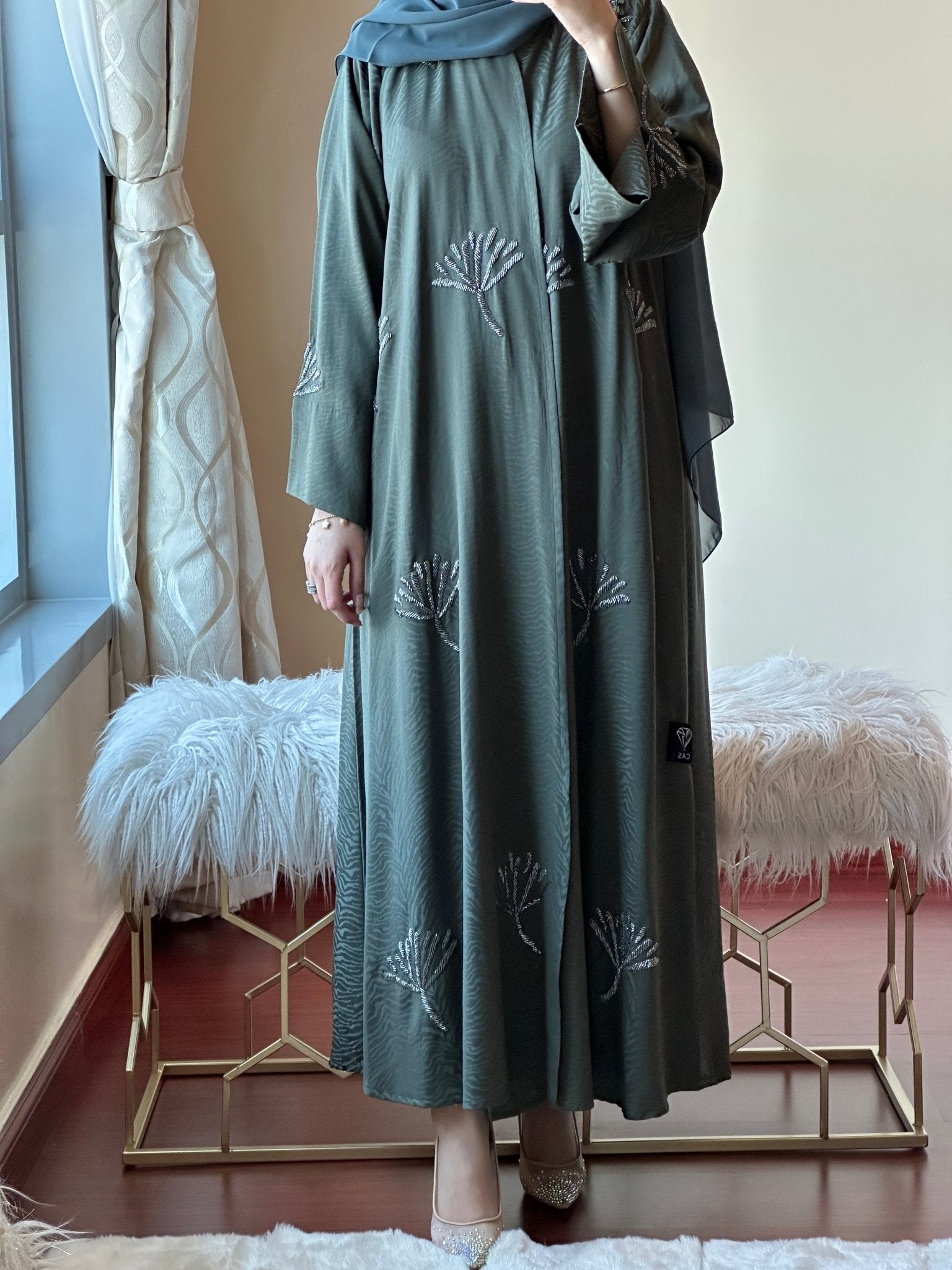 C - Ramadan - Eid - Green - Abaya - 25