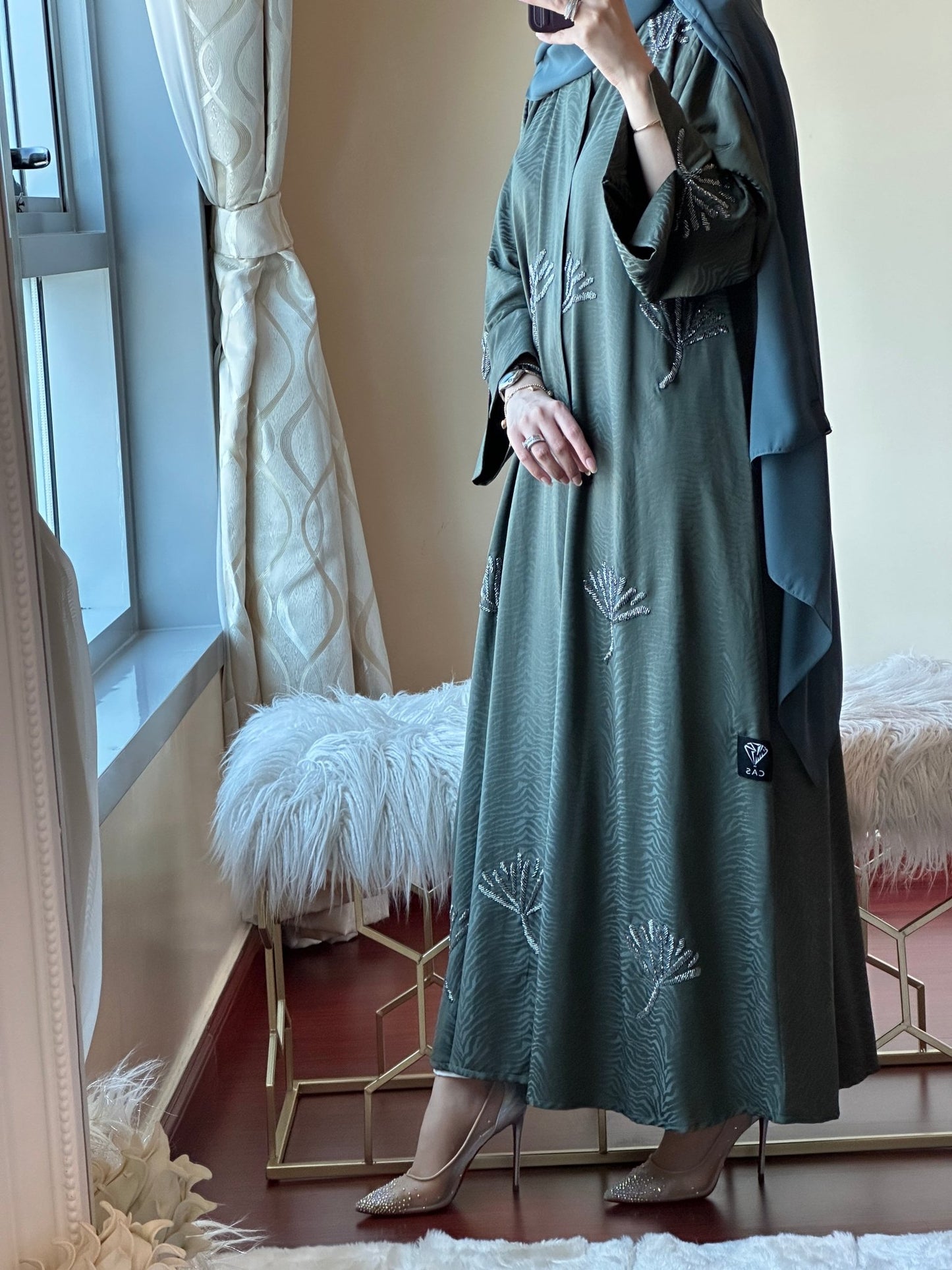 C - Ramadan - Eid - Green - Abaya - 25