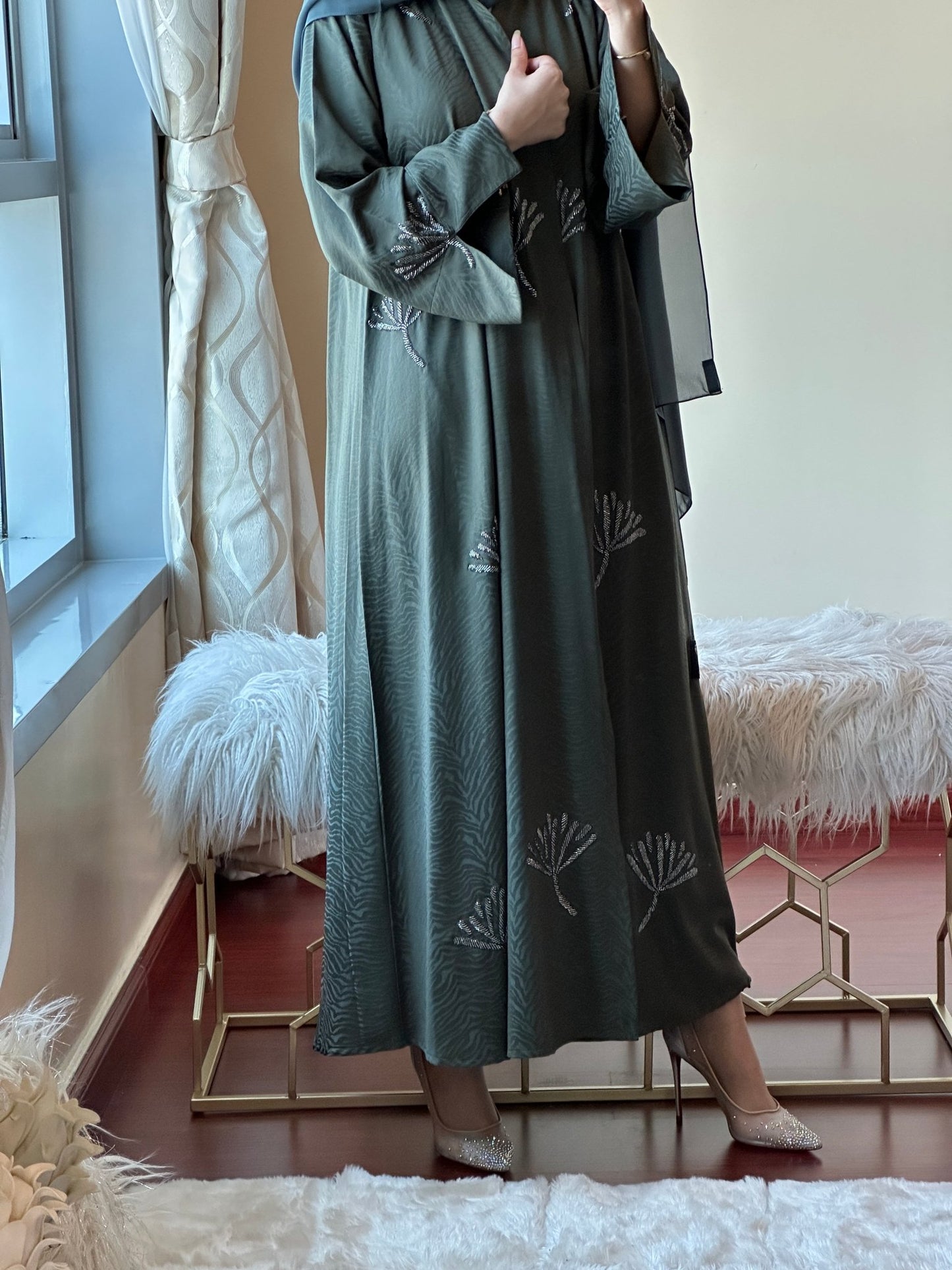 C - Ramadan - Eid - Green - Abaya - 25