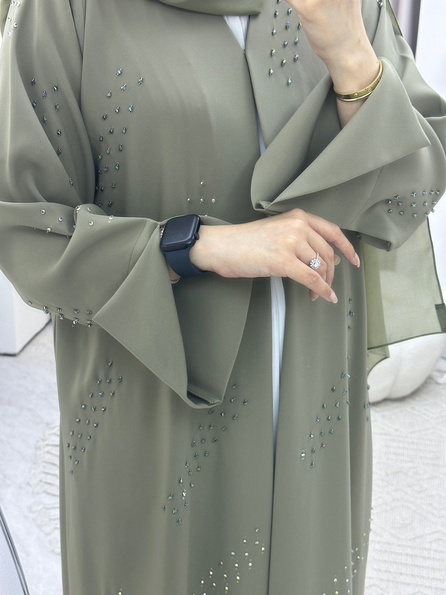 C Ramadan Green Beads Eid Abaya