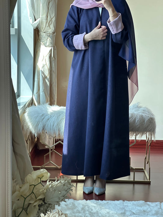 C - Reversible - Navy - Blue - Pink - Linen - Abaya