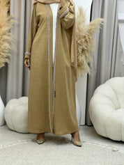 C RTW 0010 Crystal Bisht Beige Eid Abaya