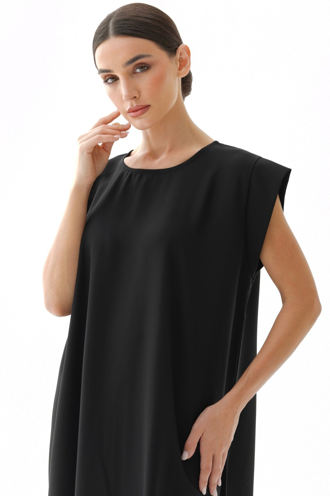 C RTW 005-04 Premium Black Under Abaya Dress