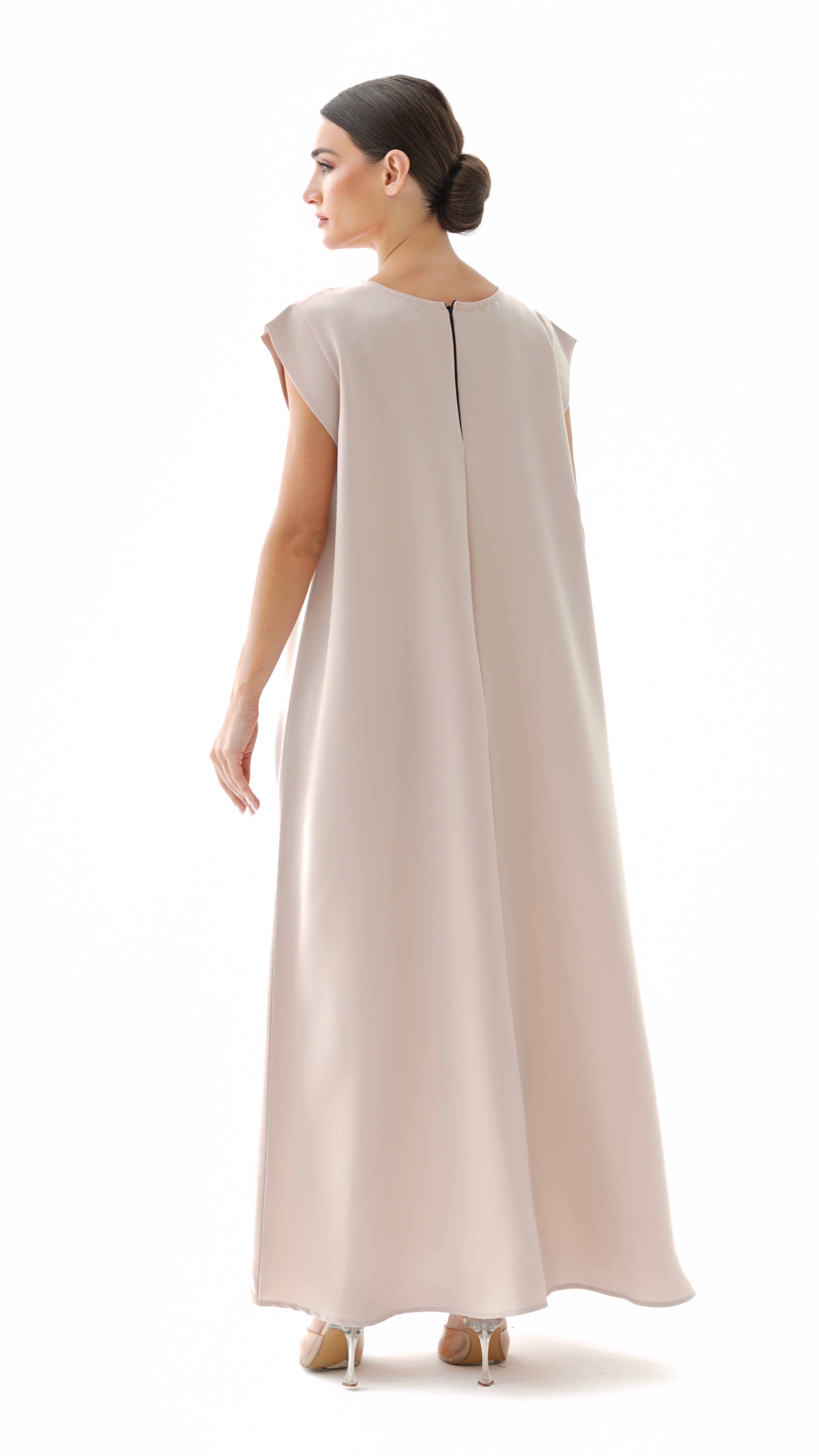 C RTW 005-14 Premium Light Beige Under Abaya Dress