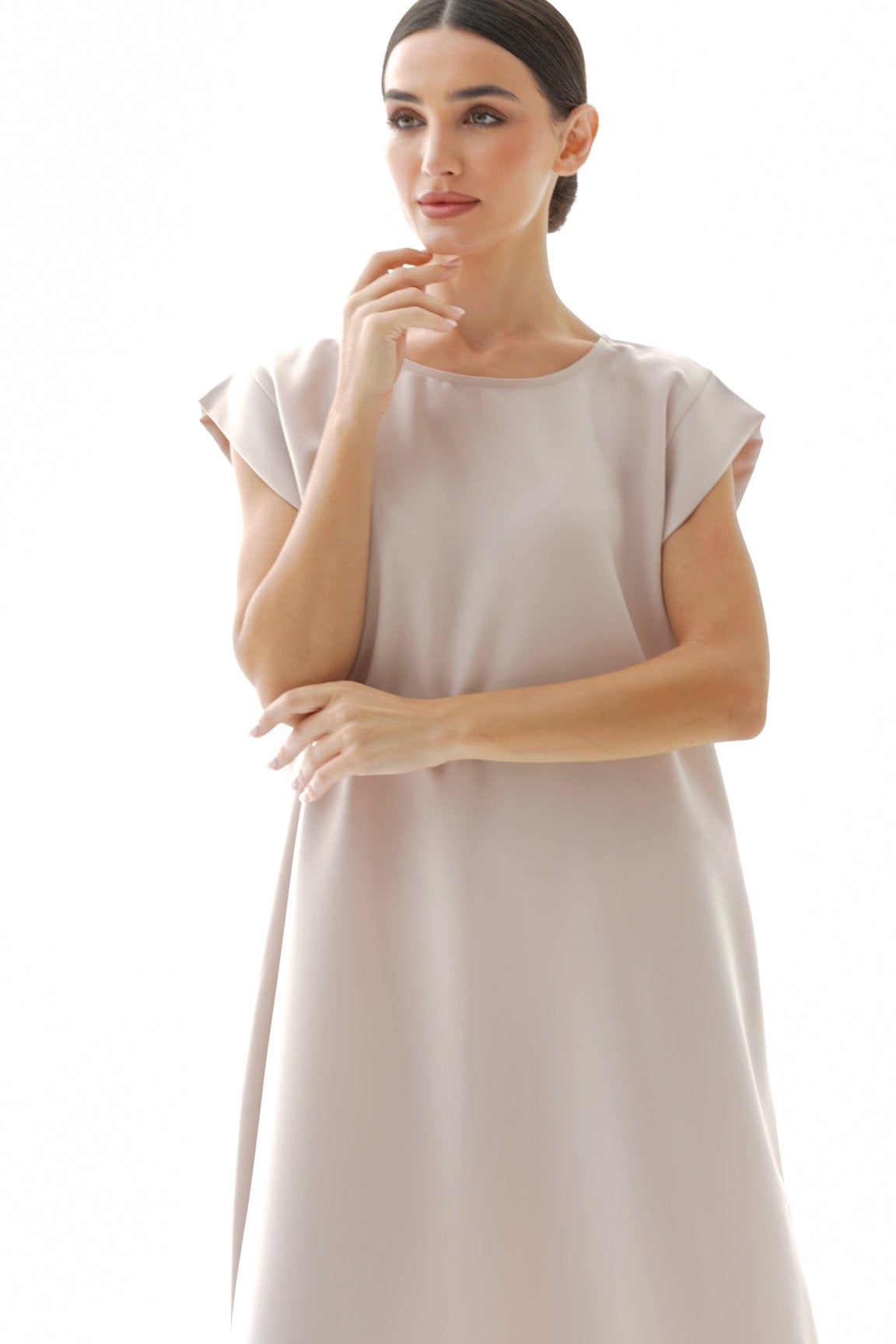 C RTW 005-14 Premium Light Beige Under Abaya Dress