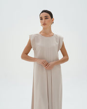 C RTW 006-01 Premium Ivory Pleated Under Abaya Dress