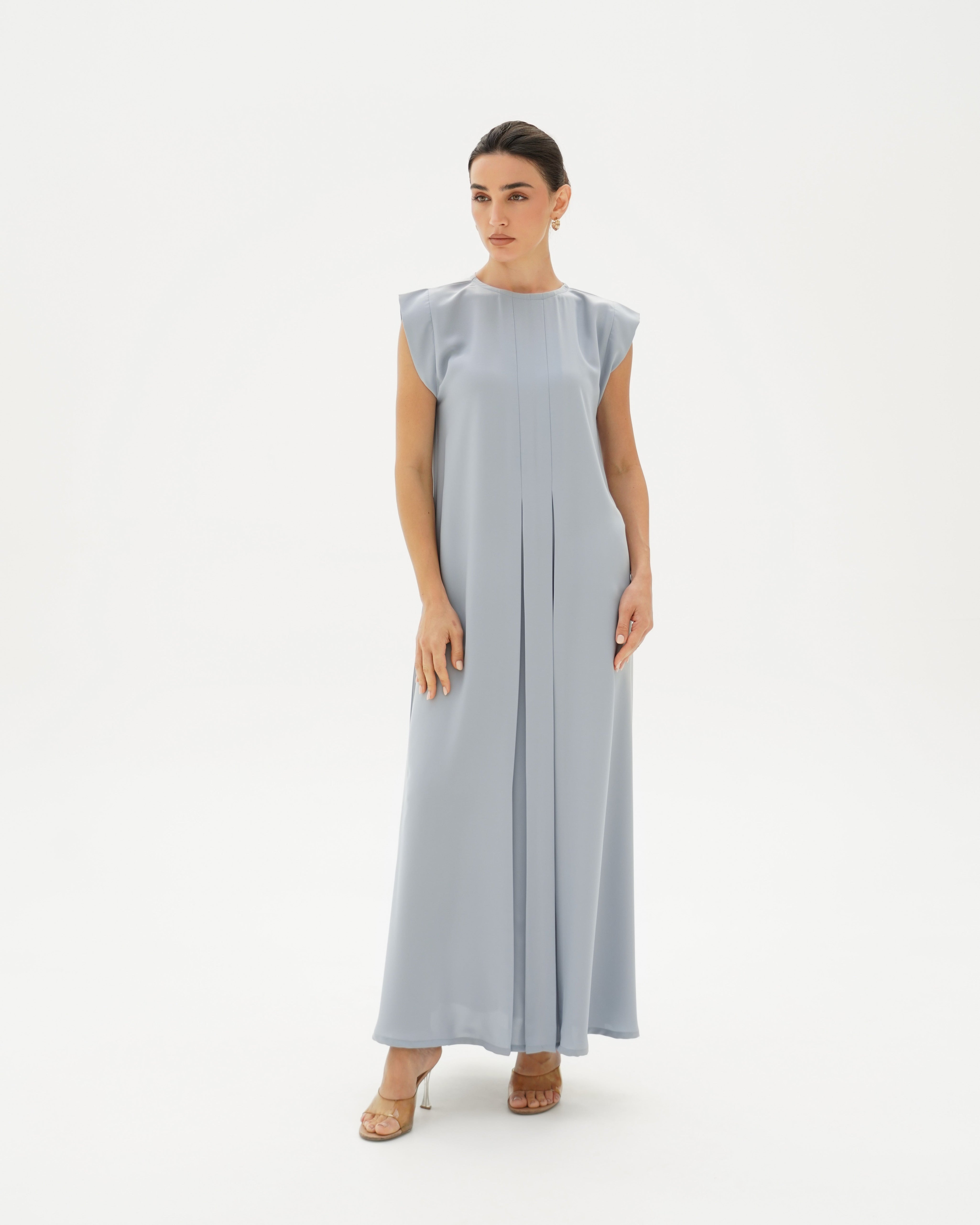 C RTW 006-02/4 Premium Sky Blue Pleated Under Abaya Dress