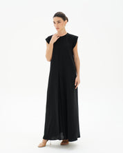 C RTW 006-03 Premium Black Pleated Under Abaya Dress
