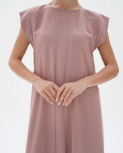 C RTW 006-07 Premium Pale Pink Pleated Under Abaya Dress