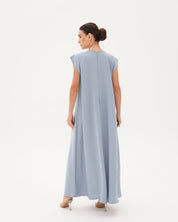 C RTW 006-10 Premium Powder Blue Pleated Under Abaya Dress