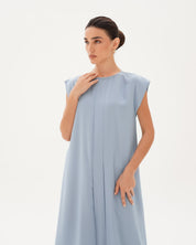 C RTW 006-10 Premium Powder Blue Pleated Under Abaya Dress