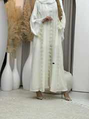 C RTW 0080 White Lace Abaya