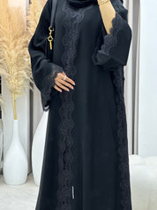C RTW 0094 Black Lace Abaya