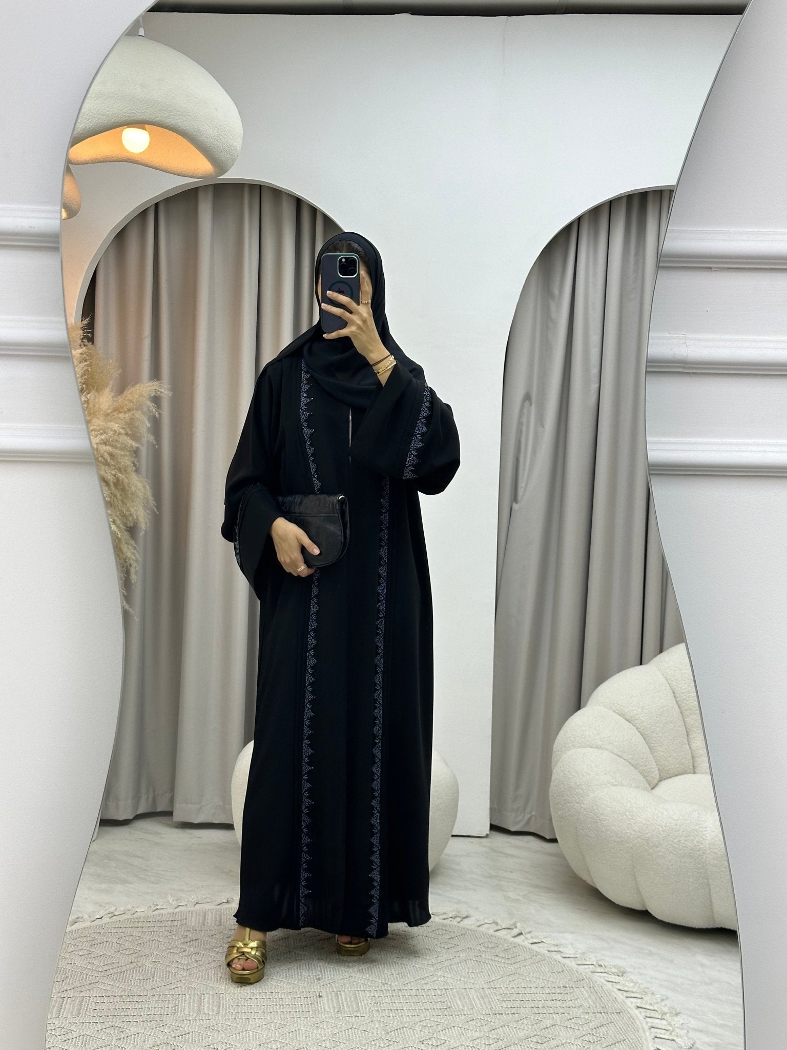 C RTW 0121 Blue Black Abaya