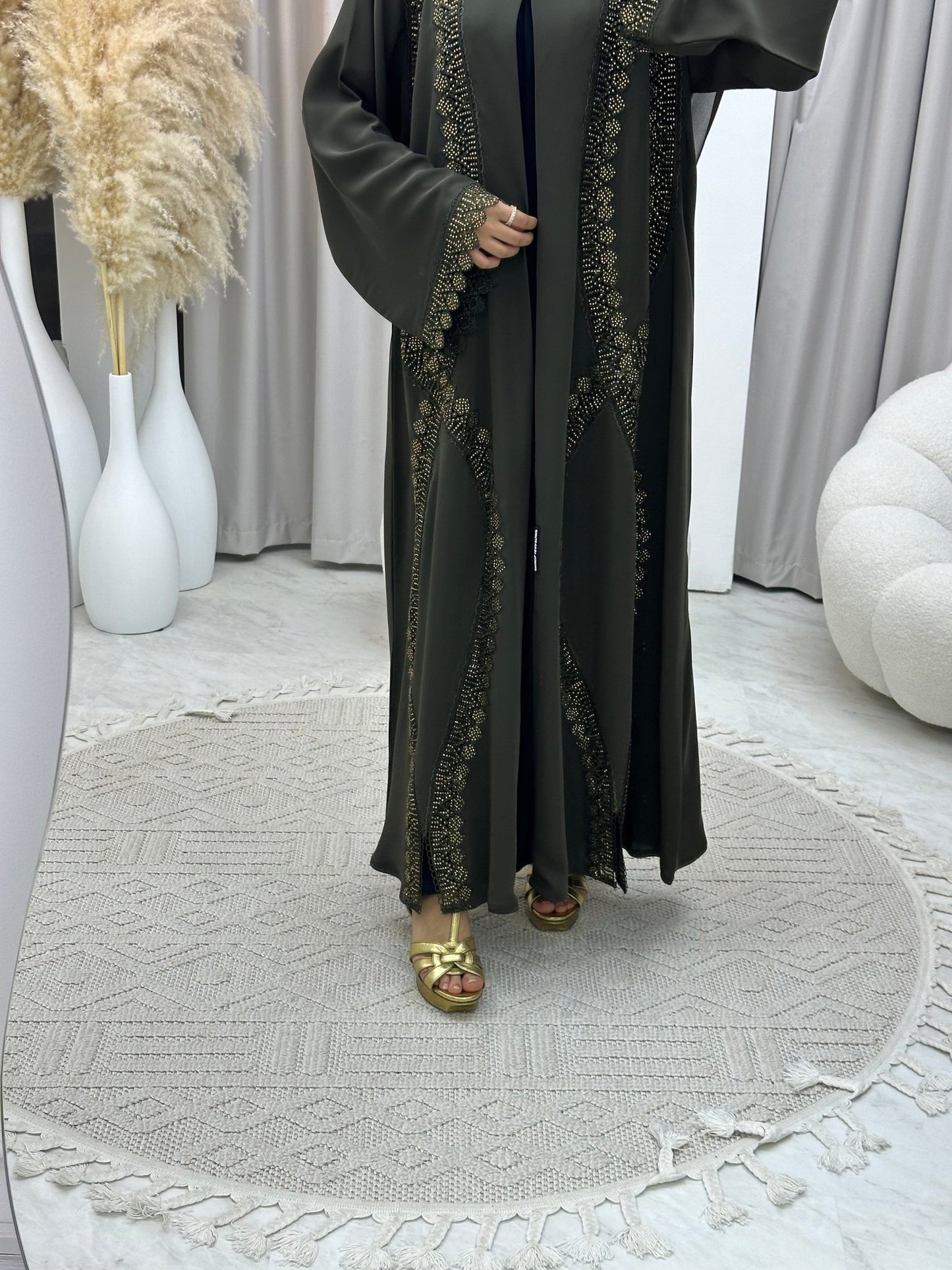 C RTW 0124 Olive Lace Abaya