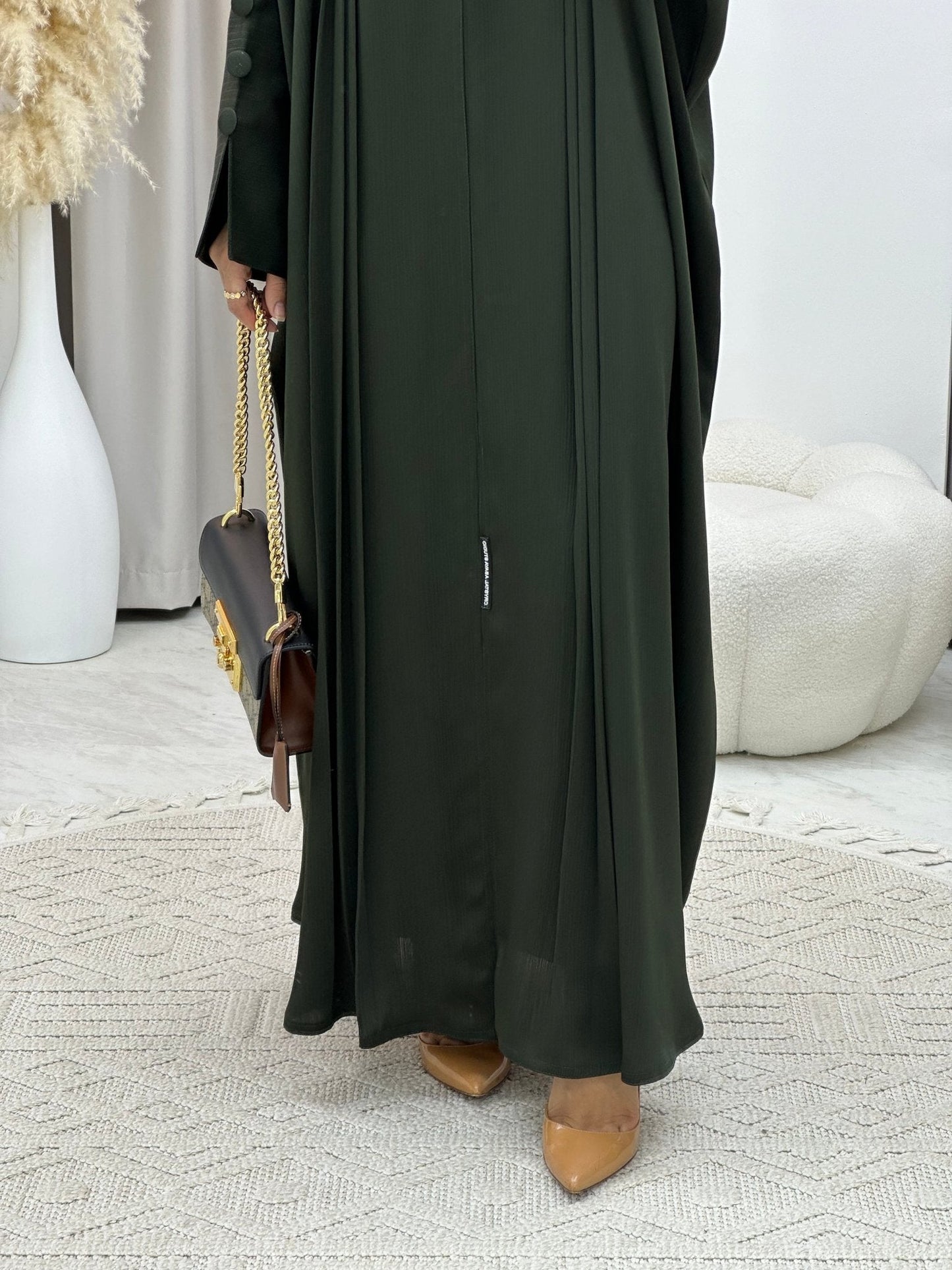 C RTW 0138 Olive Pleats Bisht Abaya