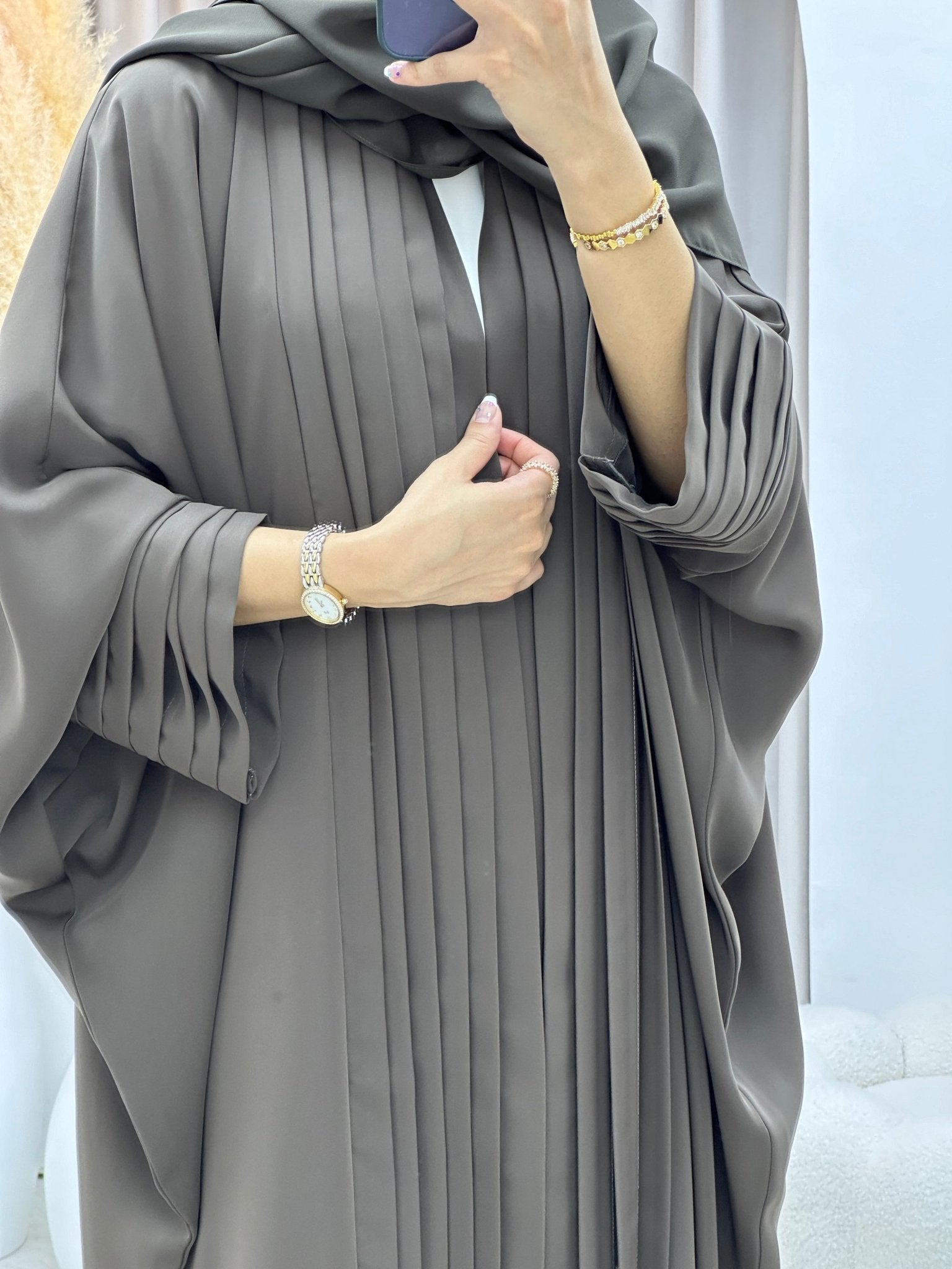 C RTW 0178 Pleated Olive Abaya