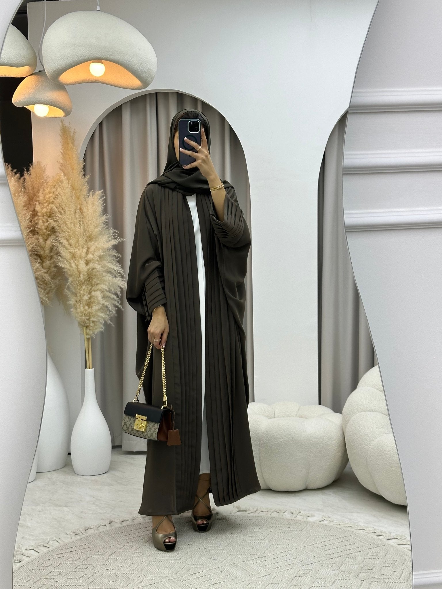 C RTW 0178 Pleated Olive Abaya