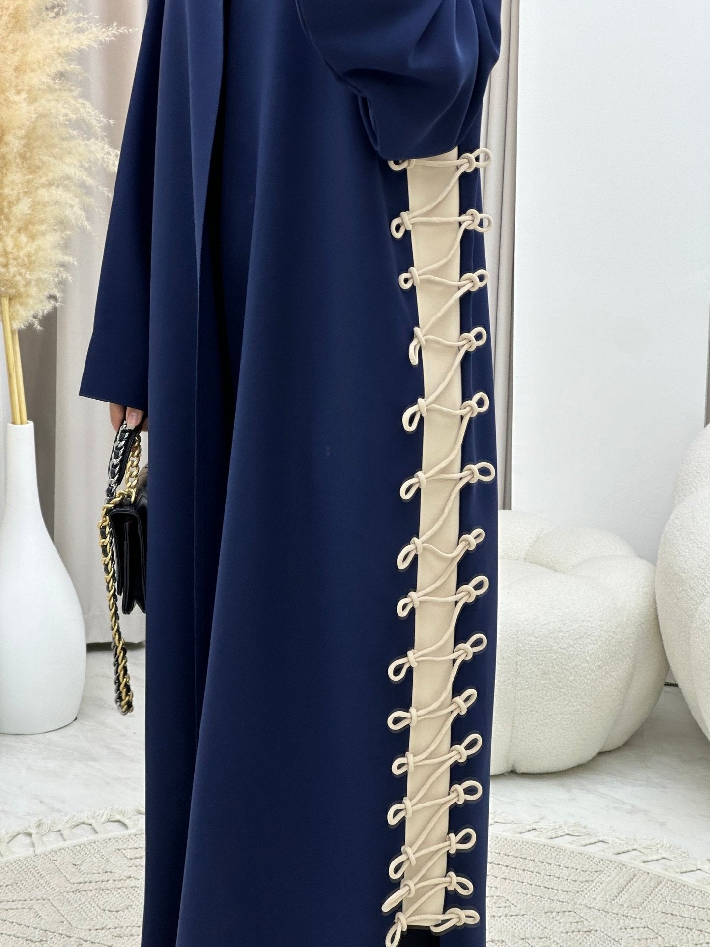 C RTW 0236 Blue Beige Abaya