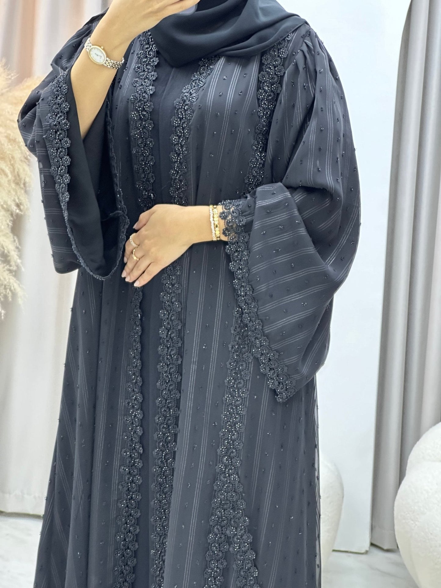 C RTW 0262 Black Lace Abaya