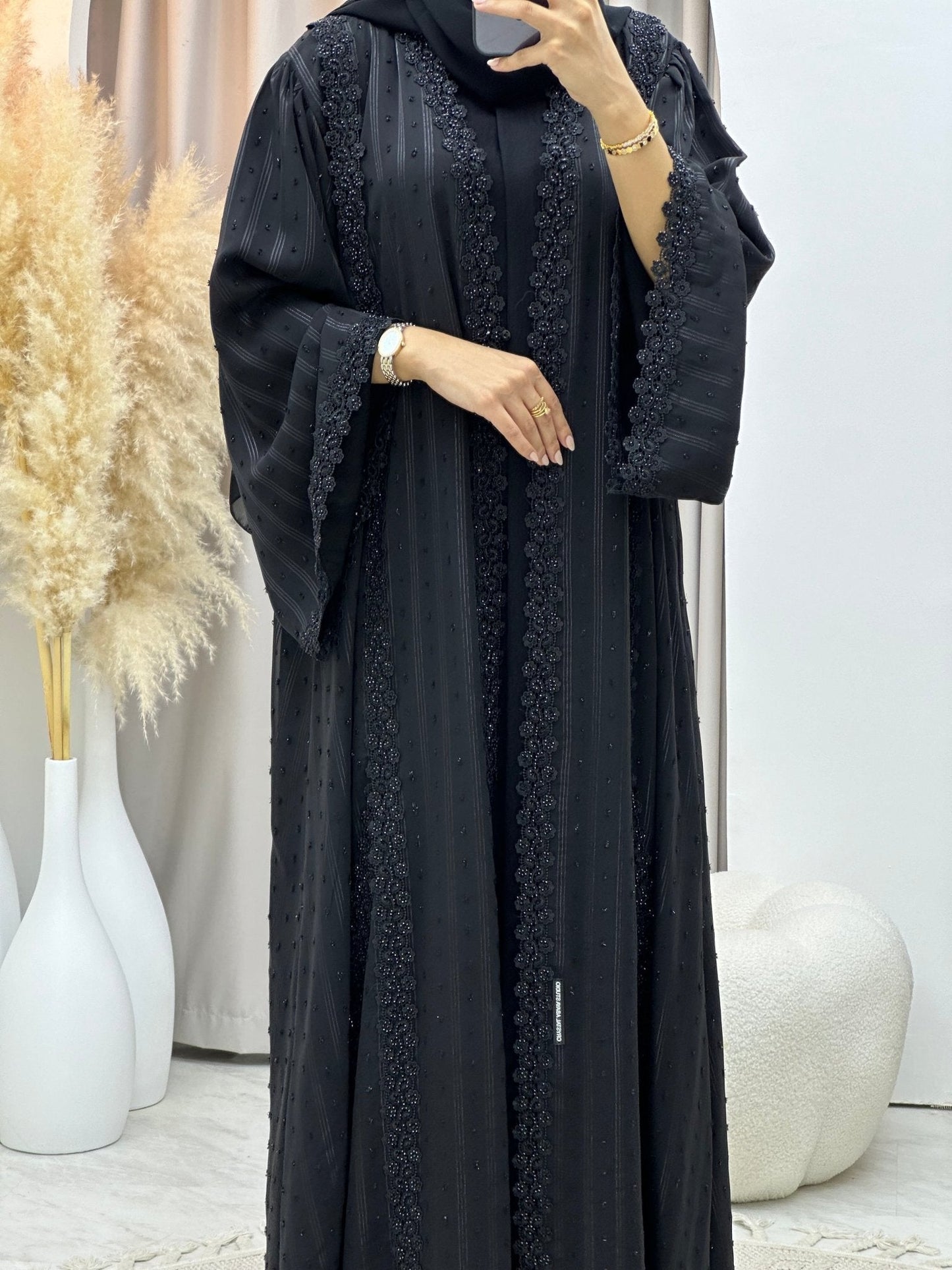 C RTW 0262 Black Lace Abaya