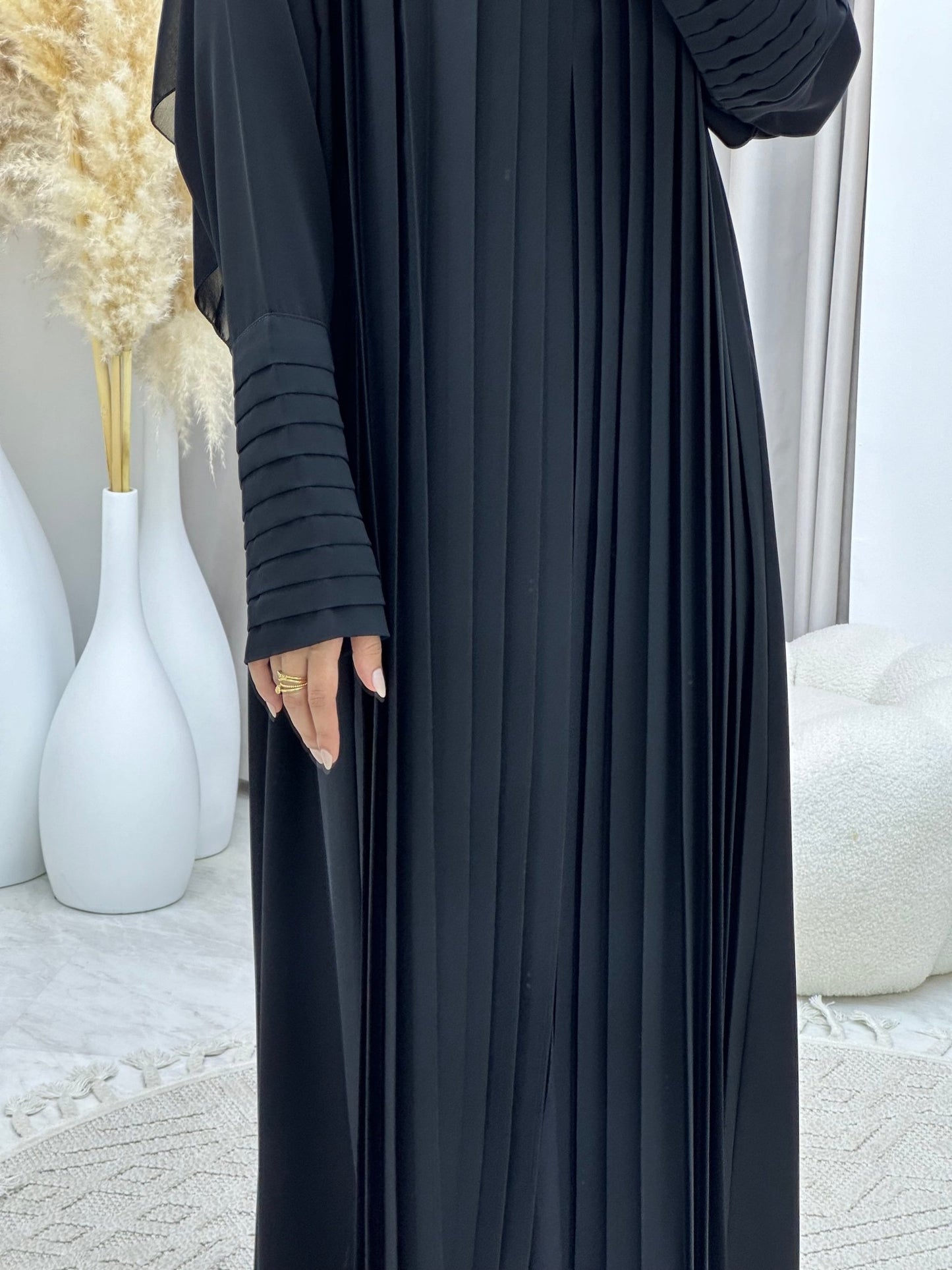 C RTW 0264 Black Pleated Abaya