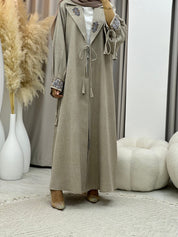 C RTW 0274 Beige Coat Beaded Abaya
