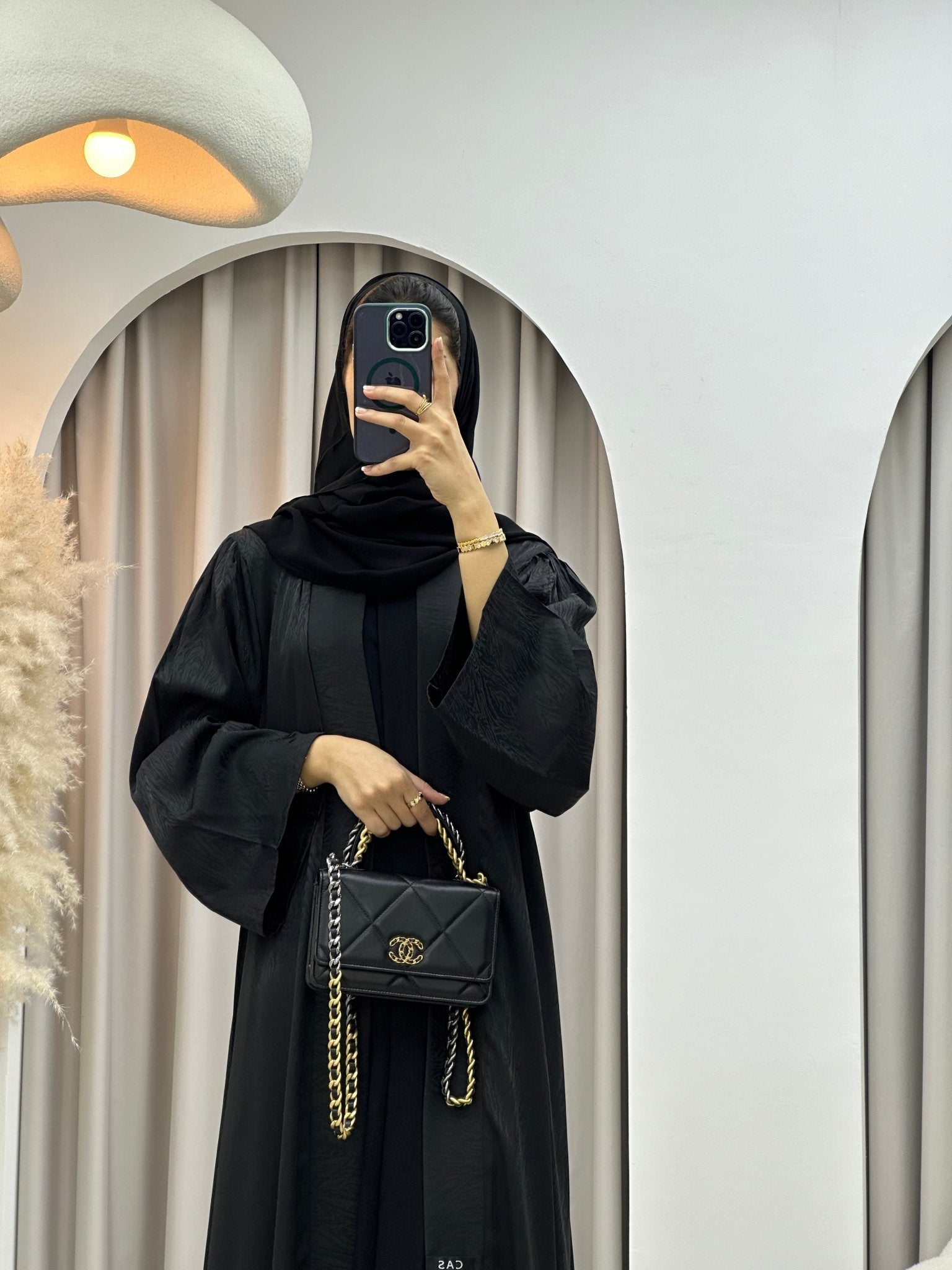 C RTW 0325 - 01 Black Moire Printed Abaya